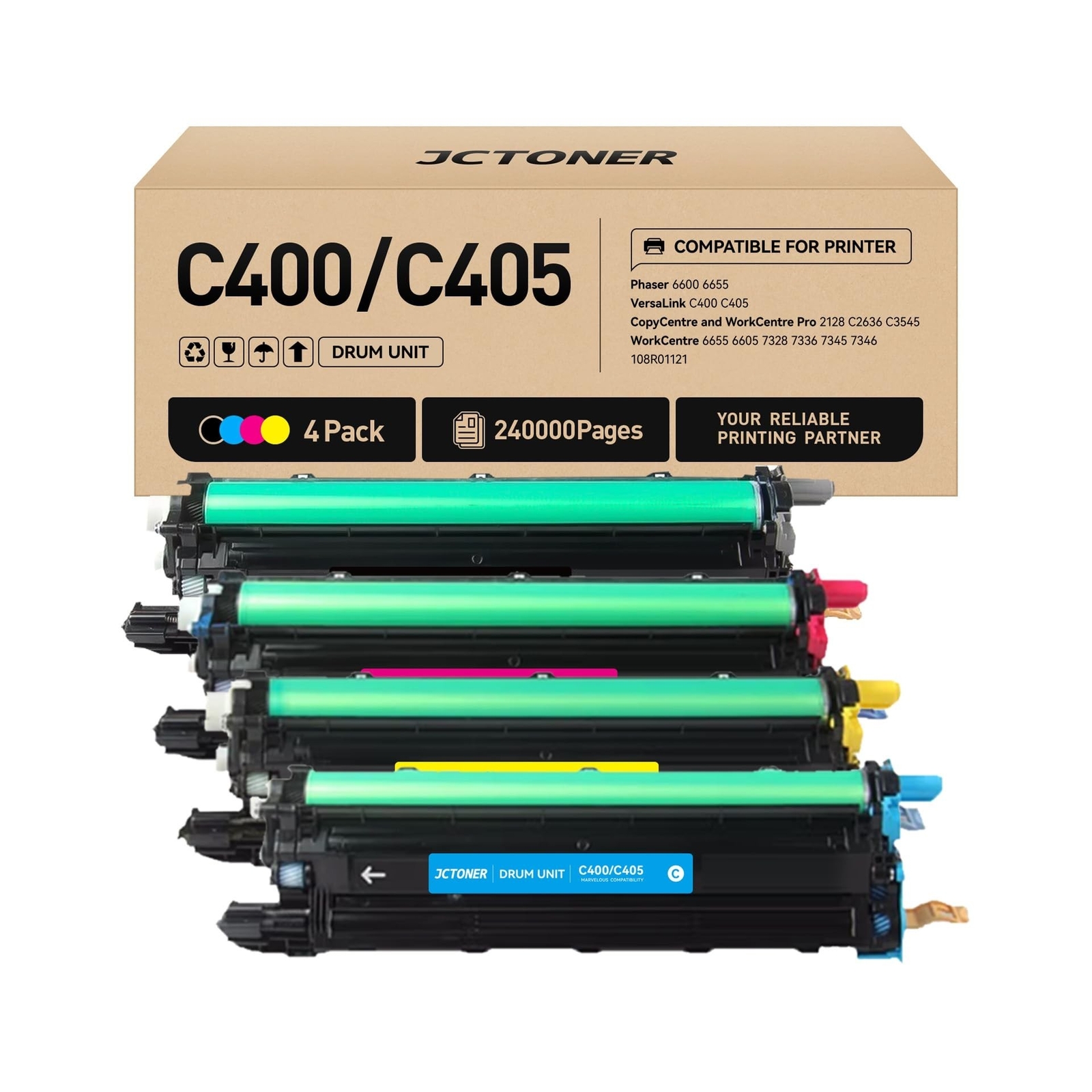 C400 C405 Drum Unit/Imaging Drum 4 Pack Replacement for Xerox 108R01121 Phase...