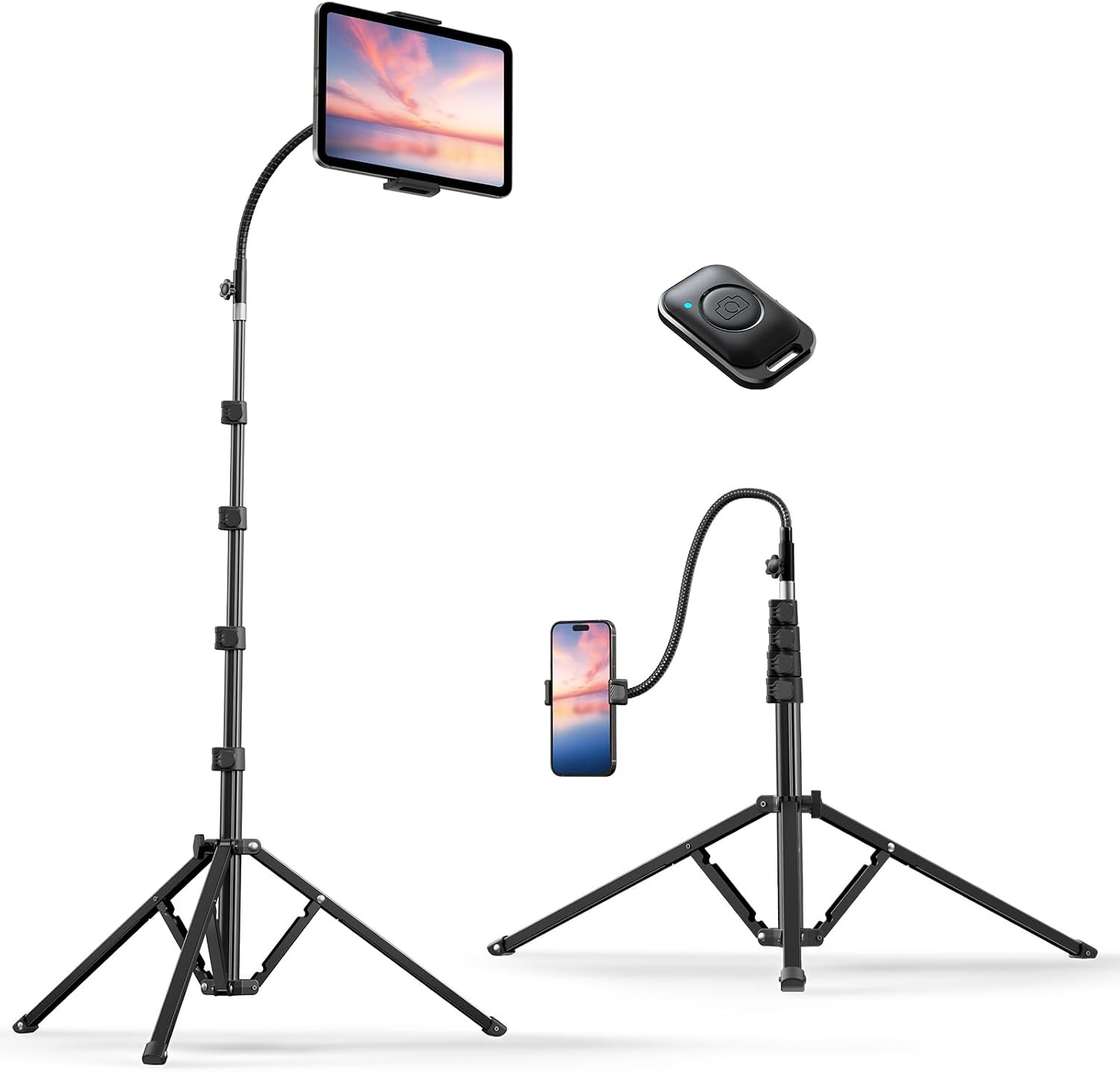 Heavy Duty Tablet Tripod Stand 82” Tall, Floor Stand with Remote and Adjustable