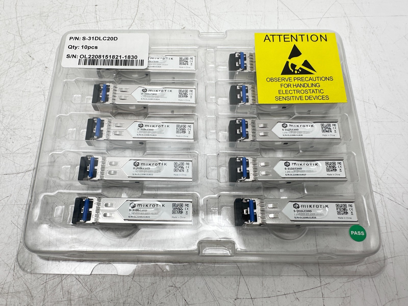 MikroTik S-31DLC20D 20KM 1310nm fiber optic module x10pc