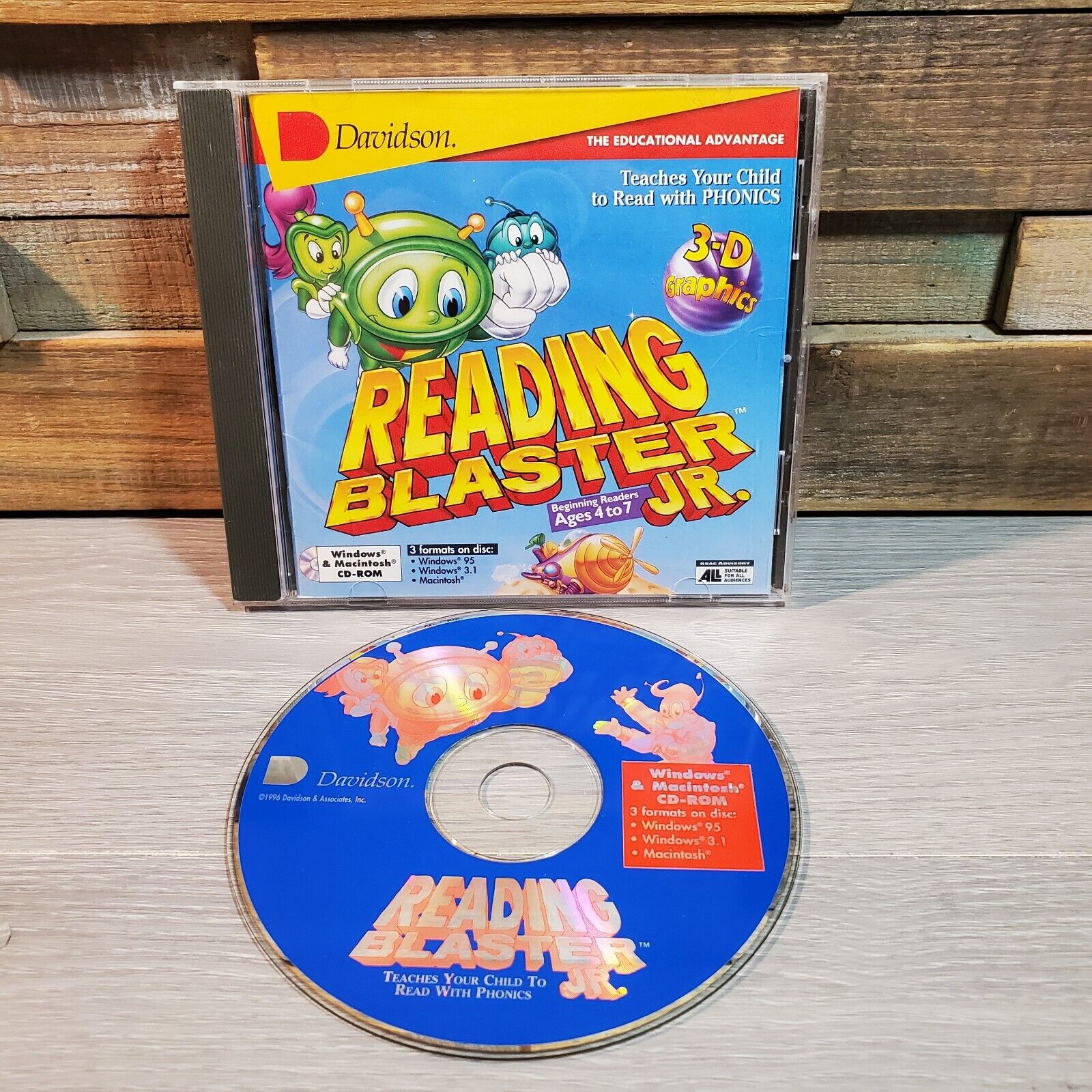 Davidson Reading Blaster Jr. CD-ROM Ages 4-7  Homeschooling Win Mac Phonics 1996