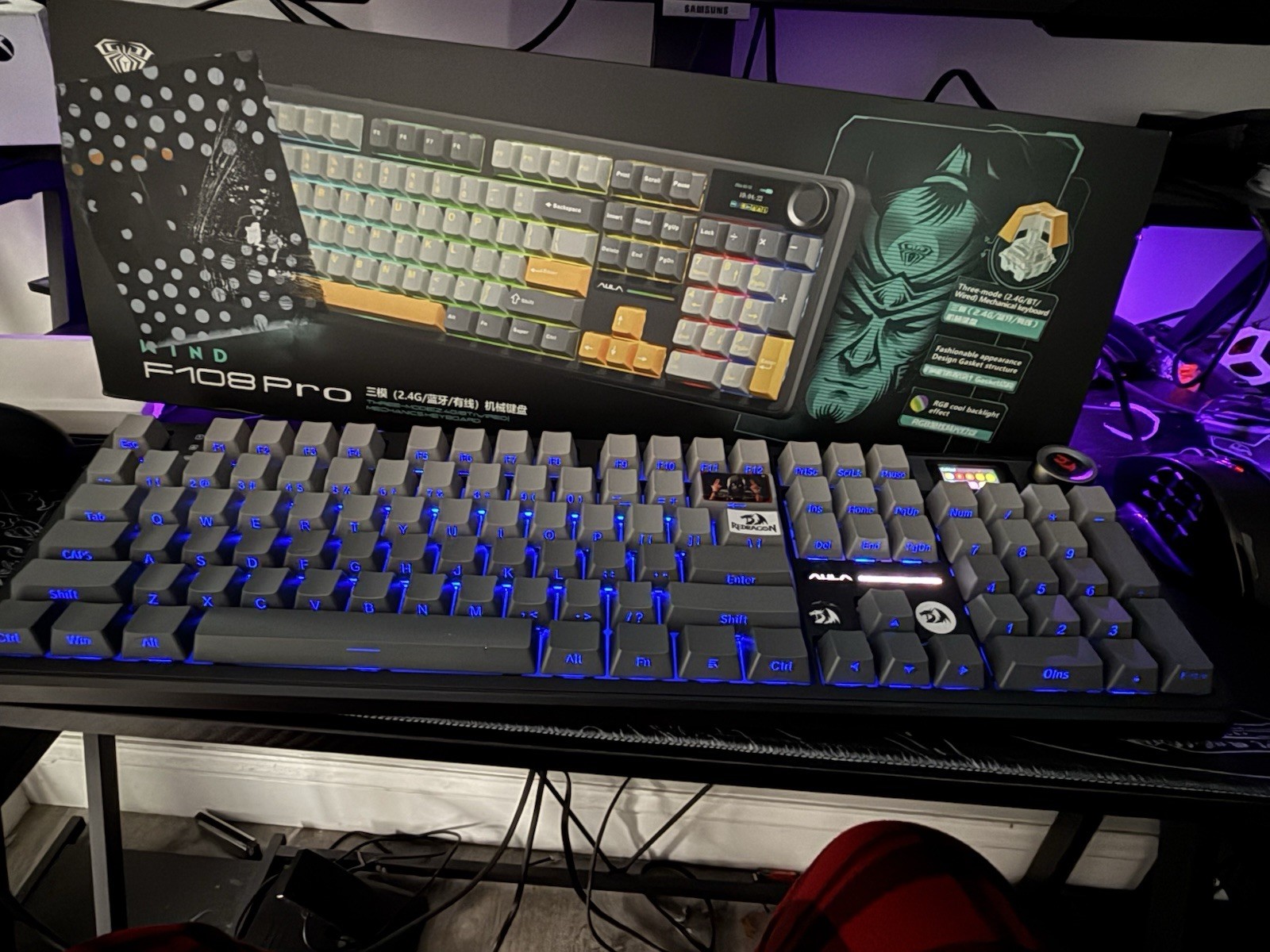 Aula F108 Pro Mechanical Keyboard Tri-Mode LCD Display with Creamy Switches