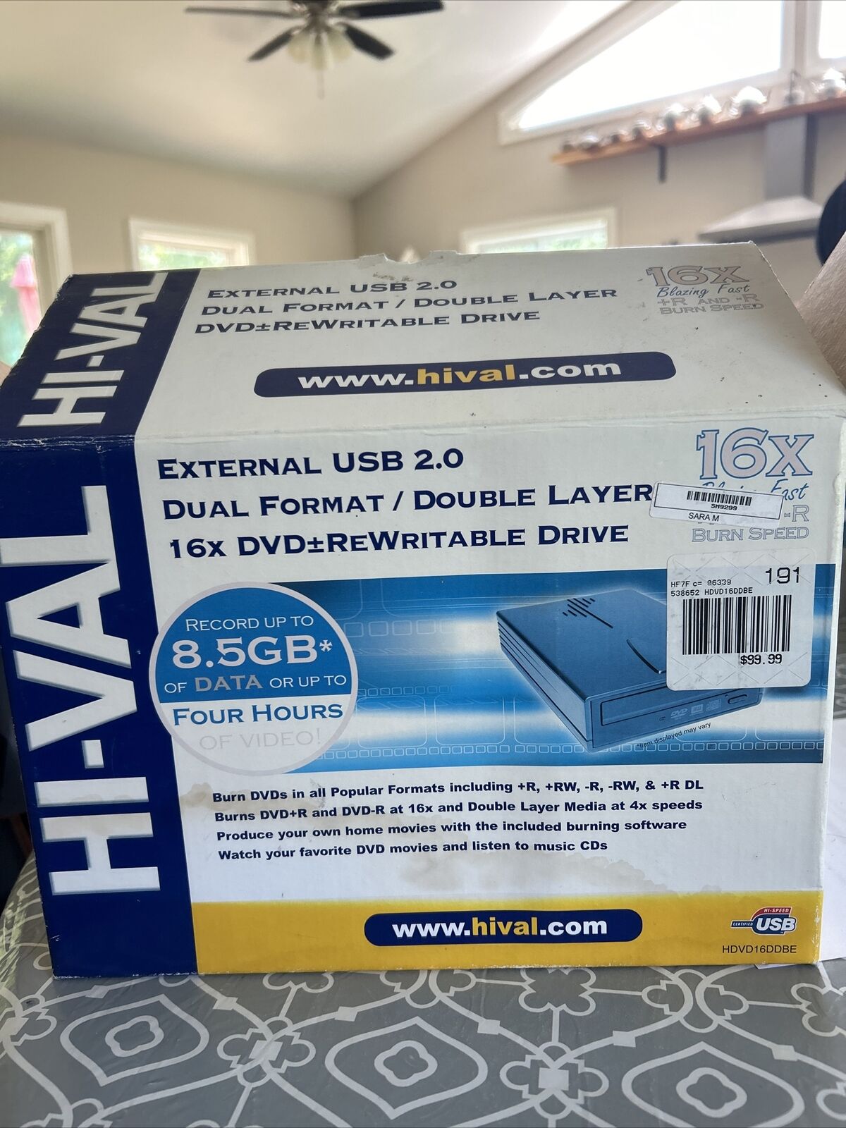Hi-Val external USB 2.0 CD ReWriteable Drive 16X DVD R  CD-RW Drive Used Once.