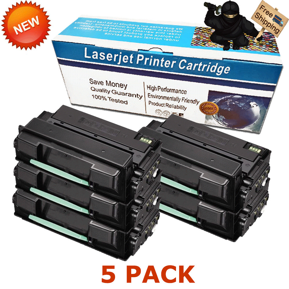 Set of 5 PK MLT-305L Black Toner Fits Samsung ML-3750 ML-3750ND 15K High Yield