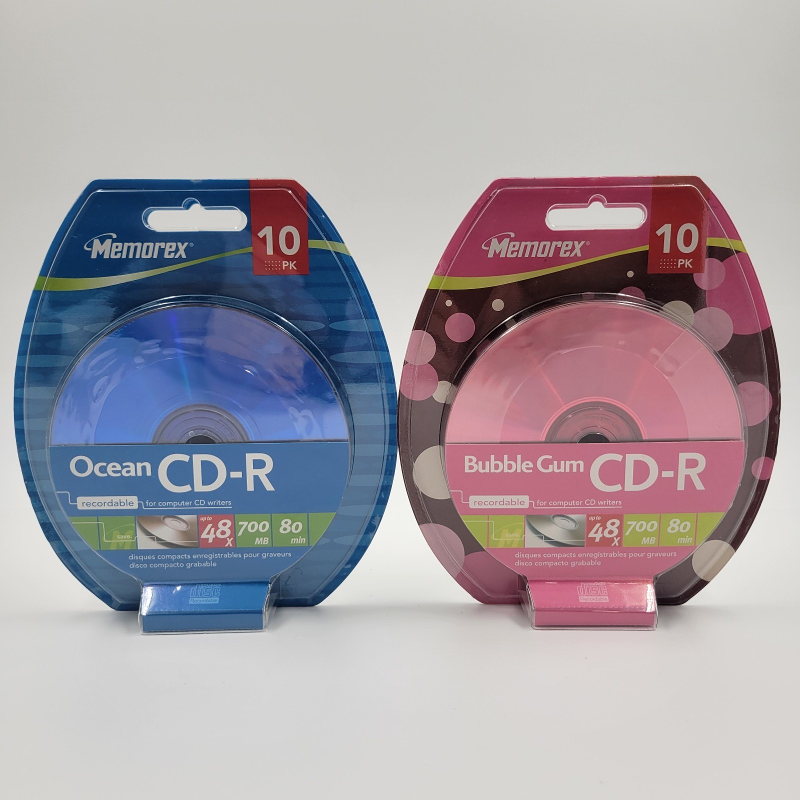 Memorex Ocean And Bubble Gum CD-R 10 Pack 48 X 700 80 Min NEW Sealed Lot Of 2 