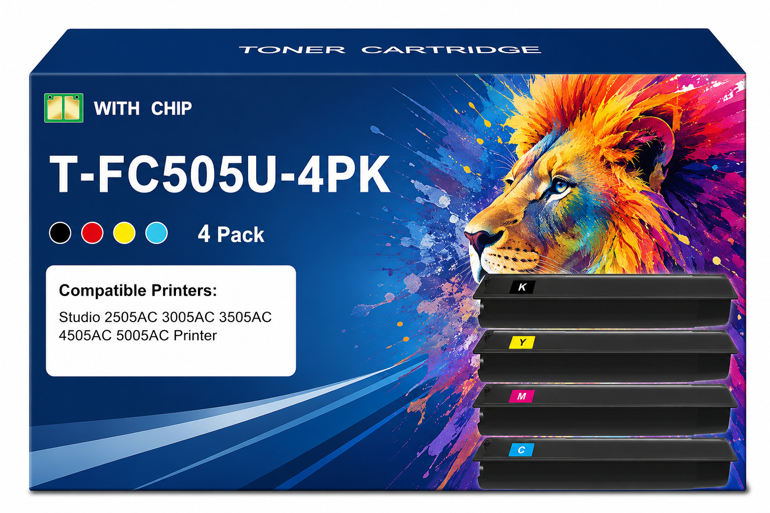 4PK T-FC505U Toner Cartridge Replacement for E-Studio 2505AC 4505AC