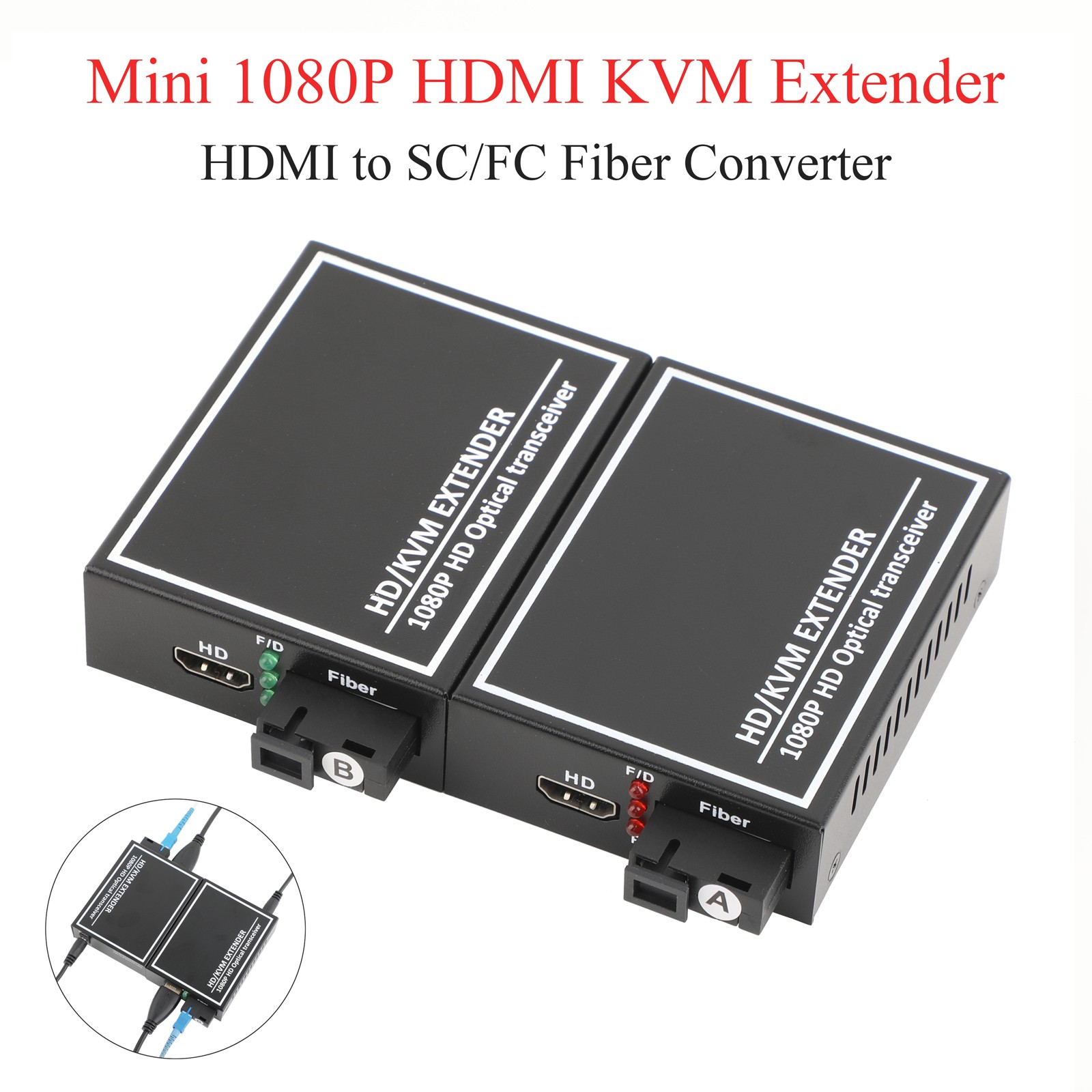 1080P HDMI KVM Fiber Extender SC Port USB Keyboard Mouse Audio Video Transceiver
