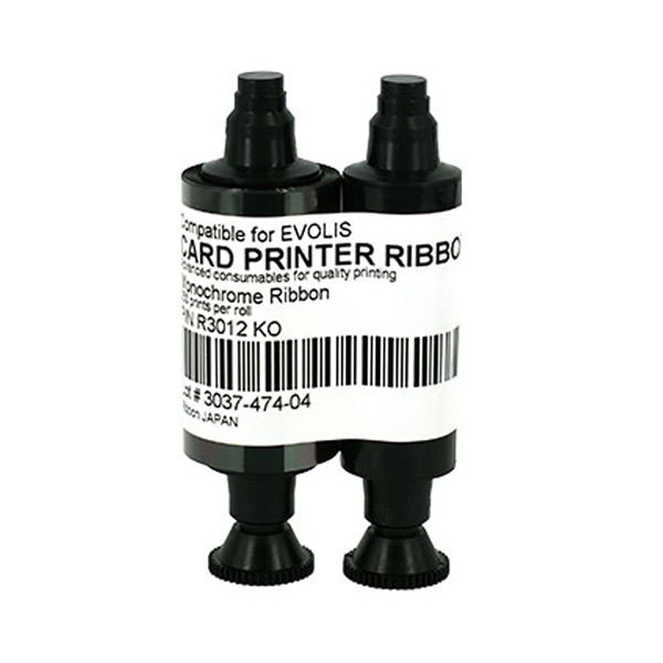R3012 Ribbon For Evolis ID Card Printers KO-250 Prints Black Mono Ribbon