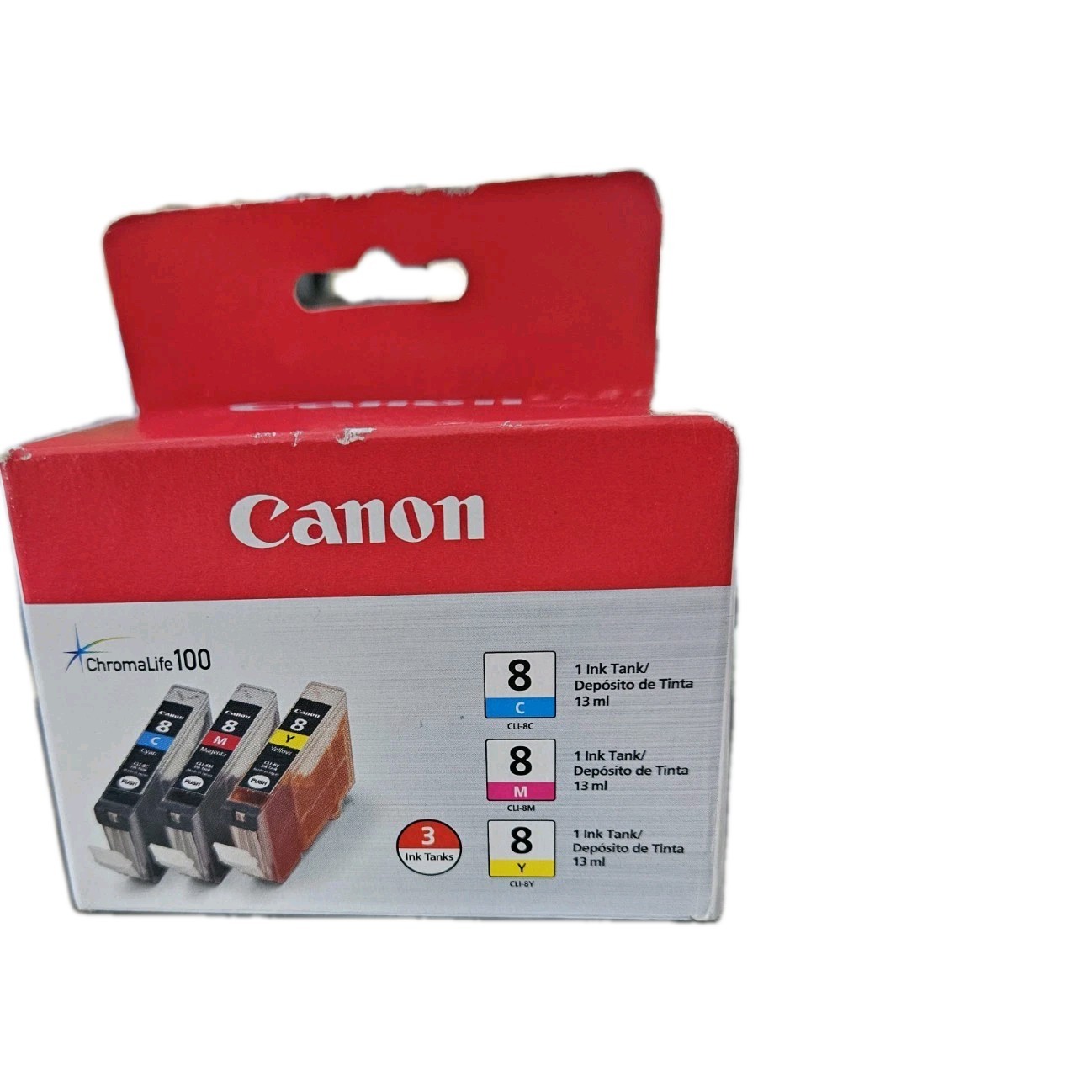 Canon CLI-8 ChromaLife 100 Cyan, Magenta, Yellow Ink Tanks, Pack of 3, IP3300