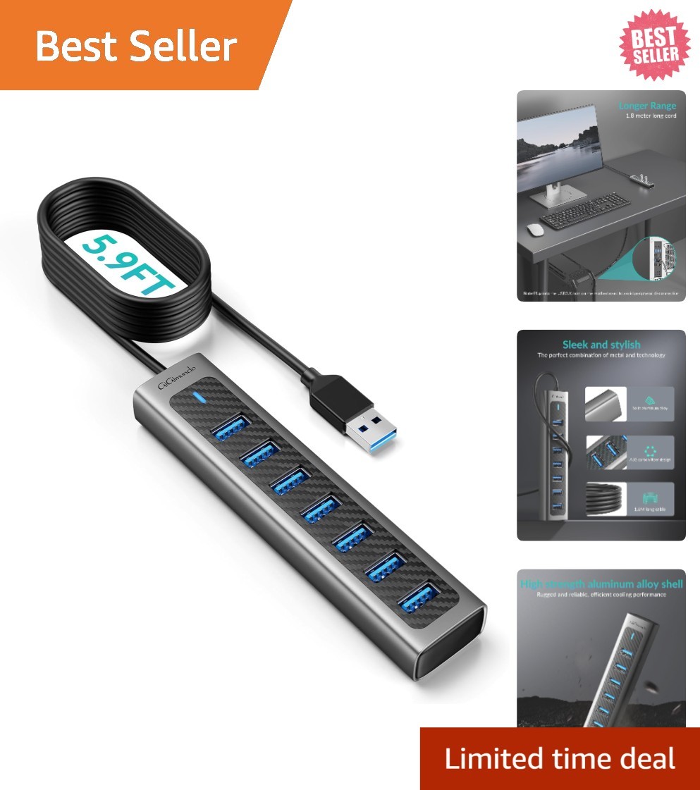 Versatile 8-Port USB Hub 3.0 with Fast Data Transfer & Elegant Aluminum Design