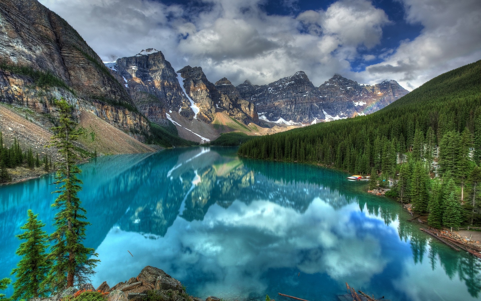 Landscape nature r lake mountains trees moraine forest Custom Gaming Mat Desk