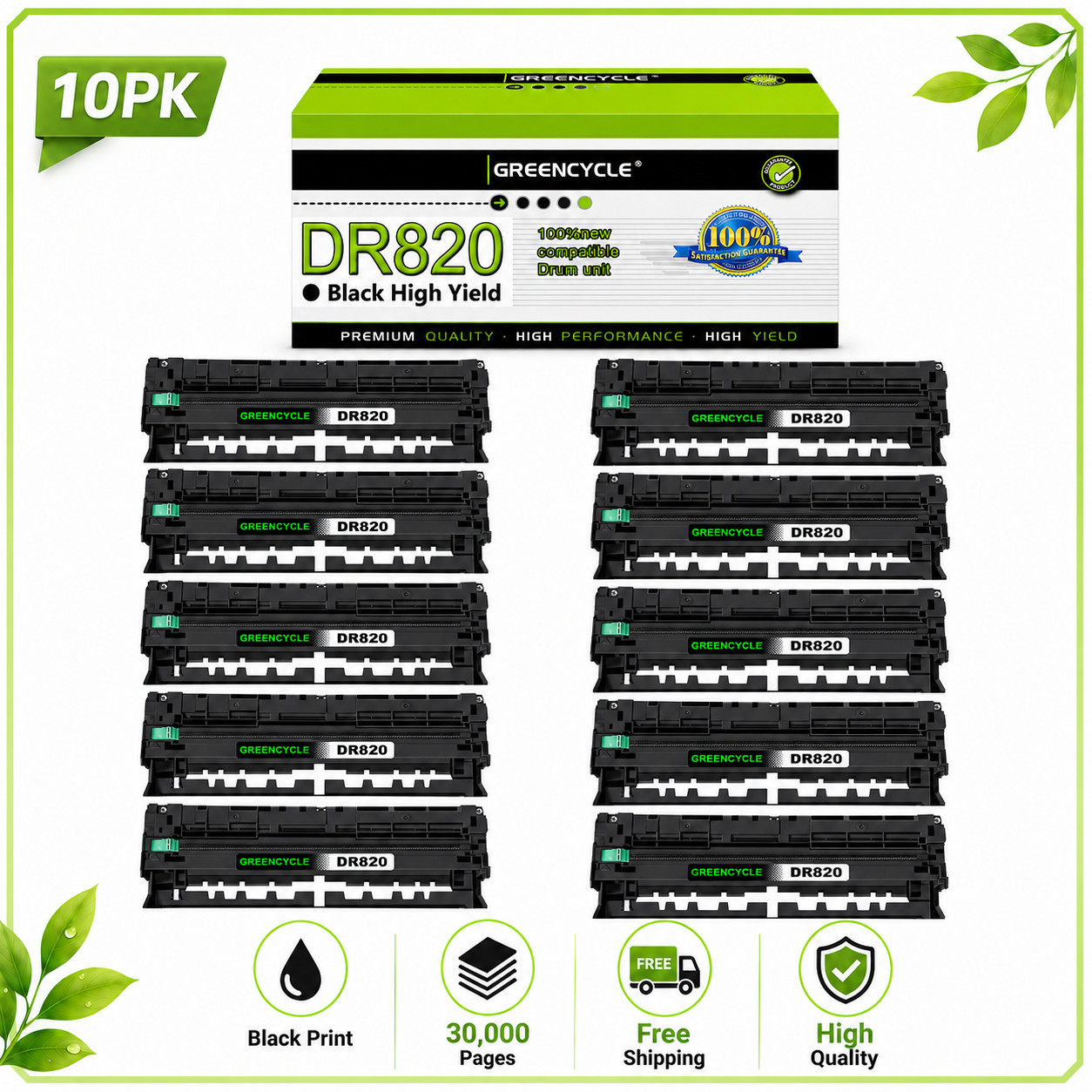 Replace Brother DR820 High Yield Drum Unit For DCP-L5500DN DCP-L5600DN *10PCS