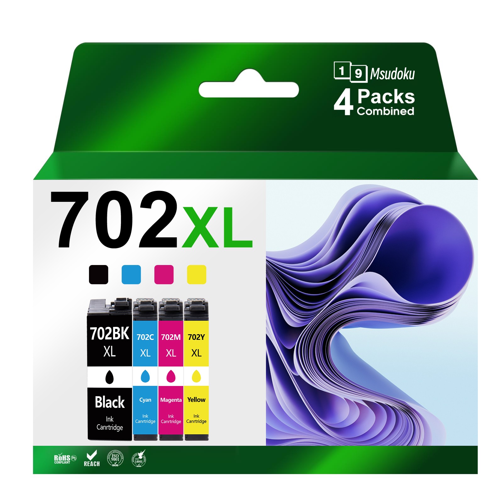 4PK 702XL T702XL Ink Cartridges Compatible With Epson Workforce Pro WF3720/3725