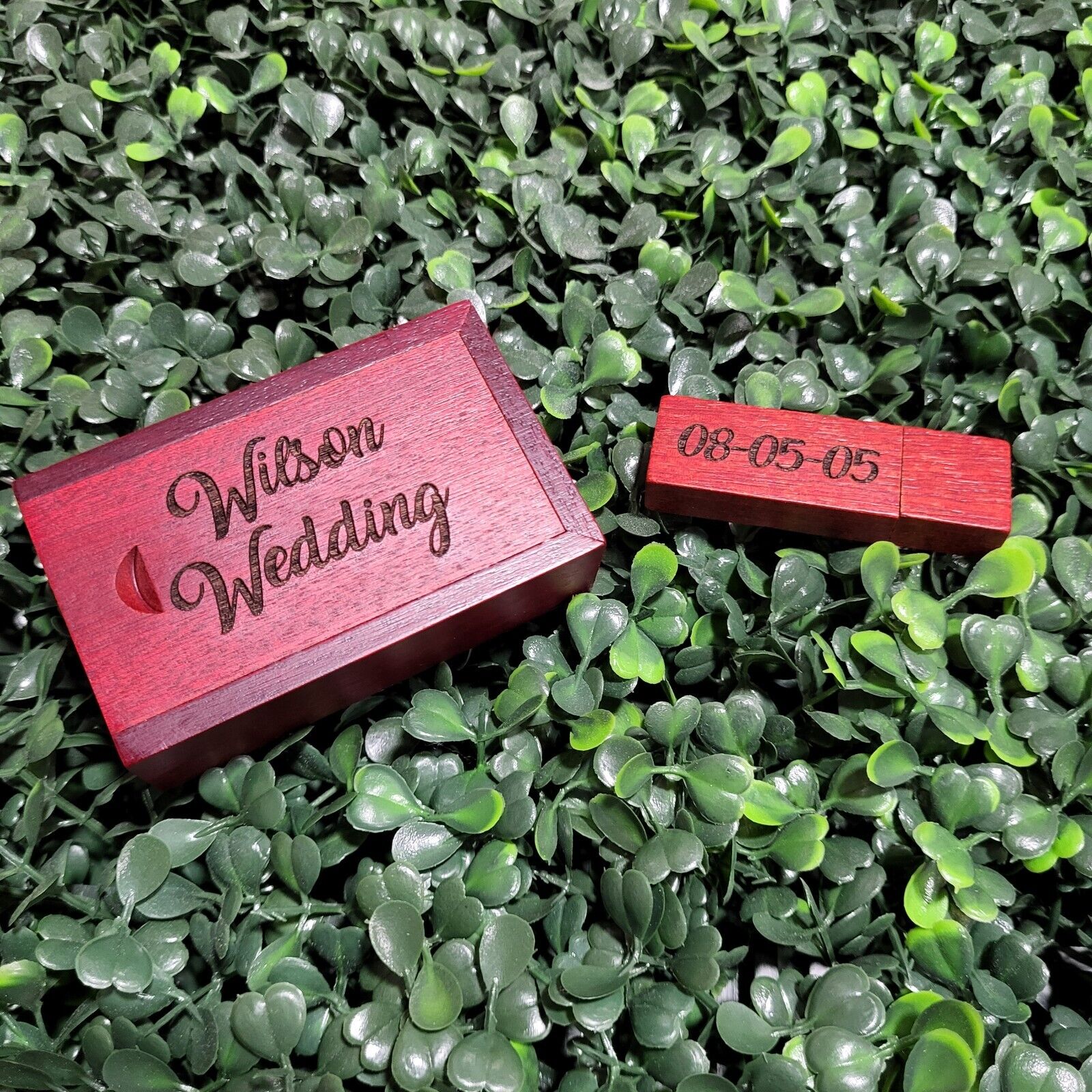 Personalized Wood USB Flash Drive & Box, Wedding USB, Wedding Gifts 8GB