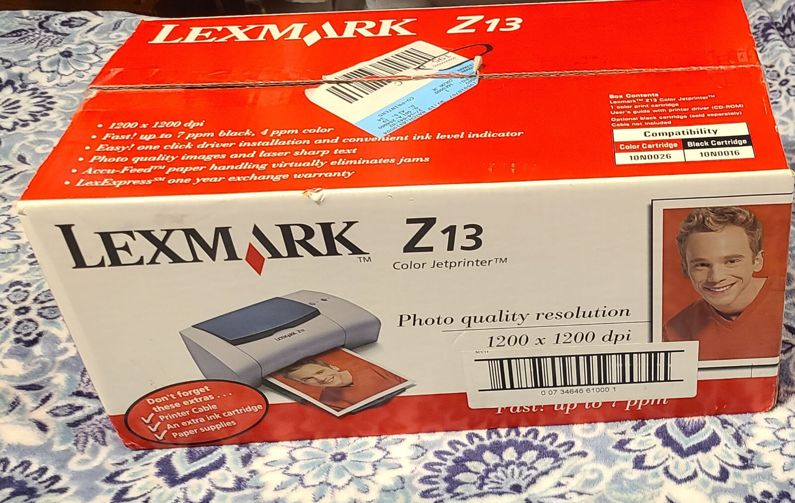 "Lexmark Z13" Brand New Open Box Inkjet Digital Photo Printer Color Jetprinter
