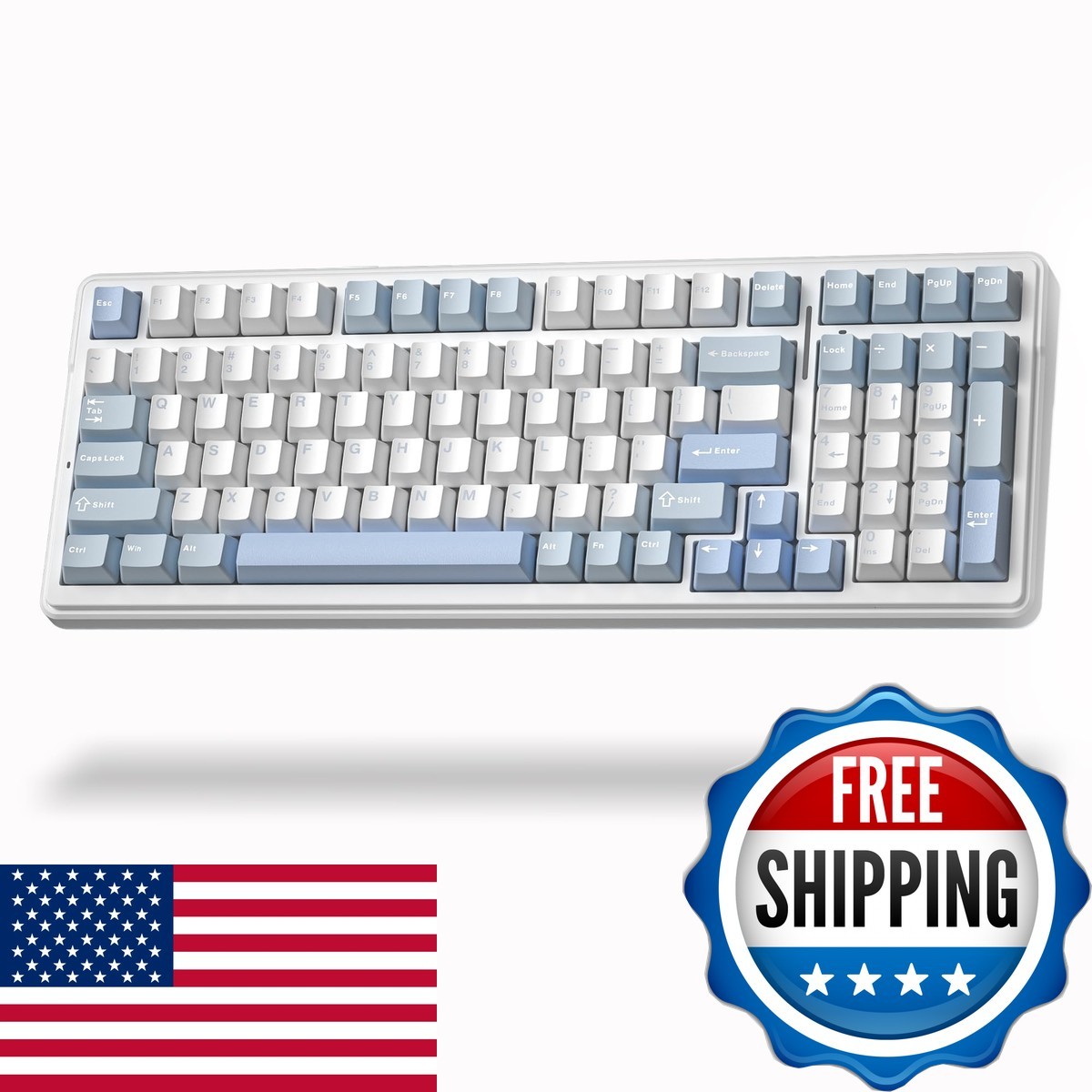 Aula F99 Wireless Silent Mechanical Blue Keyboard with Num Pad for Office