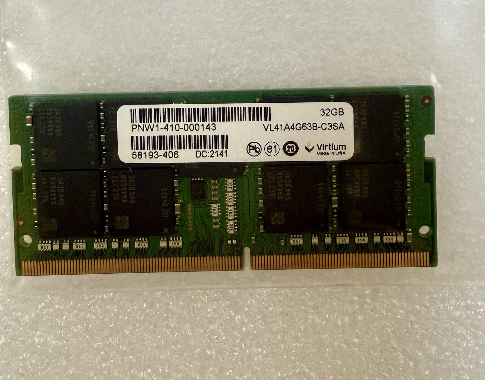 Virtium 32GB DDR4 SODIMM ECC Memory VL41A4G63B-C3SA OEM Fast Ship From USA