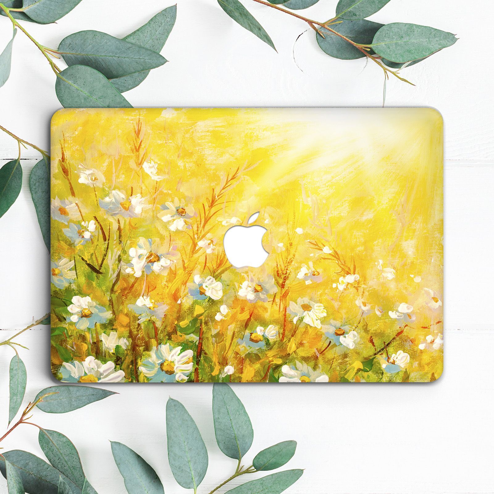 Yellow Painting Daisy Flowers Nature Hard Case For Macbook Pro 13 15 16 Air 13