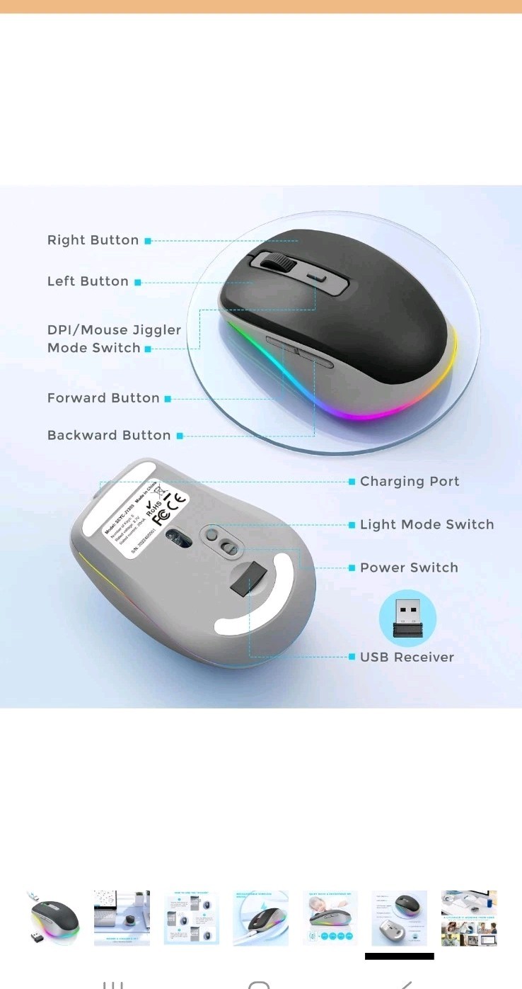 - Peious Black Backlit Wireless Mouse with Jiggler Mode (SEYC-JY203) purple