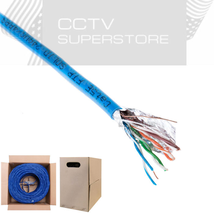 Cat5e Cat5 FTP 1000ft Shielded Solid Bulk Cable Ethernet Lan Network Blue Wire