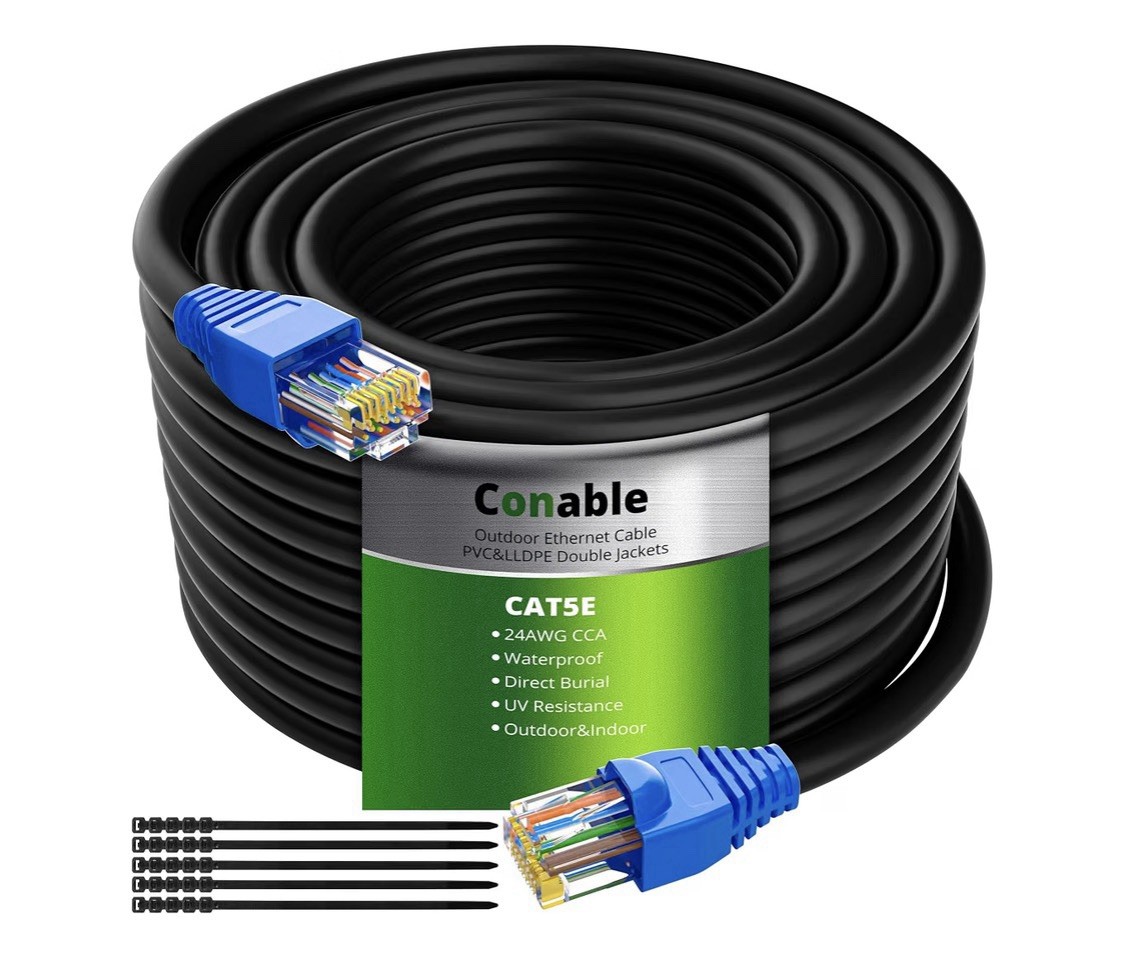 Conable Cat5e Outdoor Ethernet Cable - 500 Ft Waterproof Direct Burial