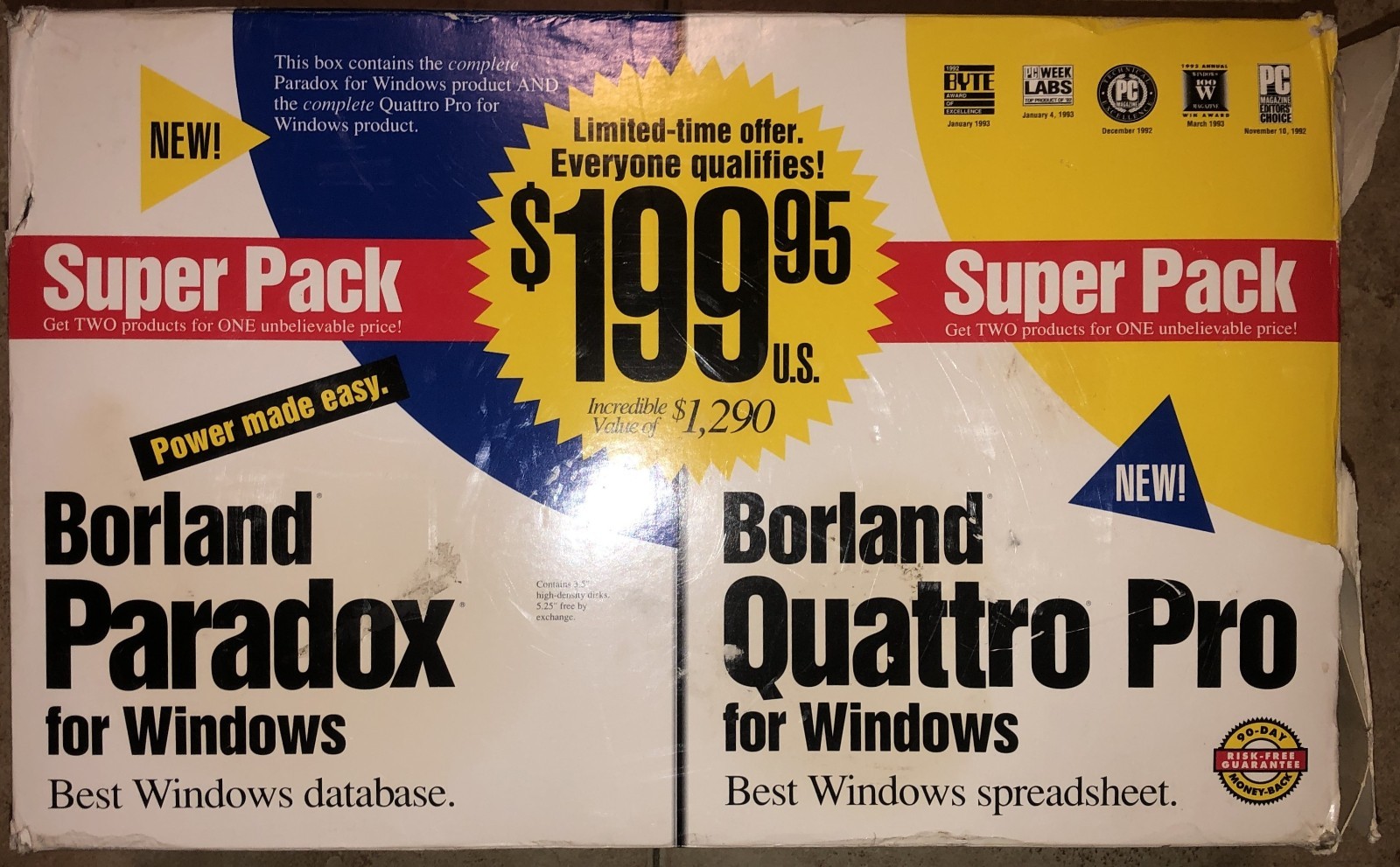 Borland Paradox with Quattro Software For Windows, Maybe new? Open box, untested