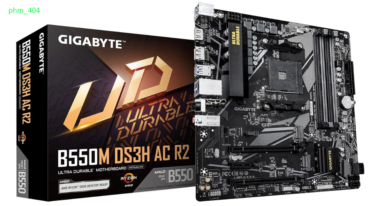 B550M DS3H AC R2 AM4 mATX Motherboard, DDR4, PCIe 4.0, WiFi 5, Dual M.2