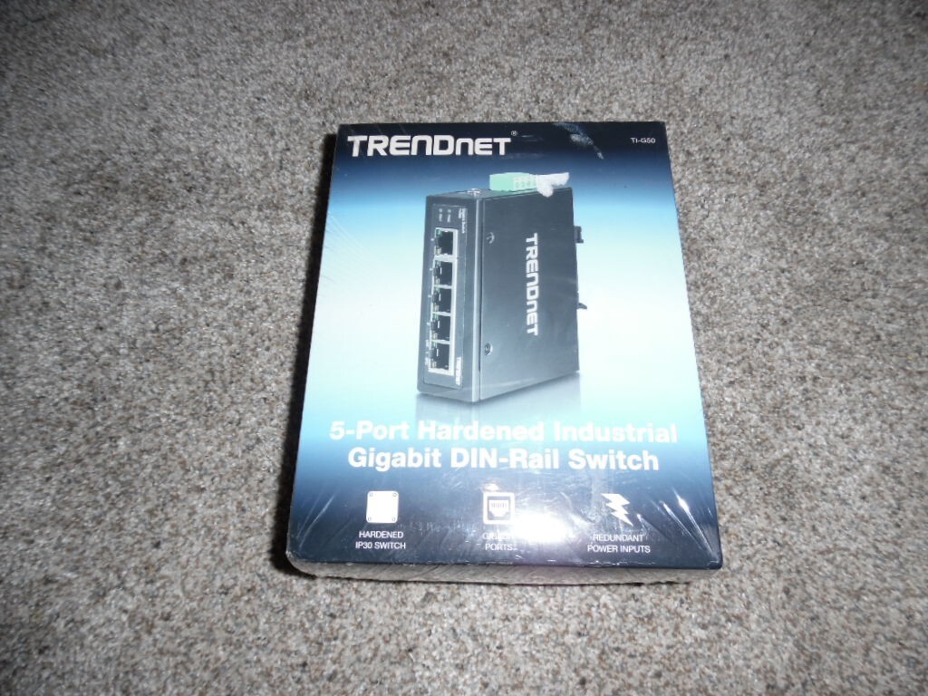 NOS TRENDnet TI-G50 5-Port Hardened Indst Gb DIN-Rail Switch 10 Gbps Switching