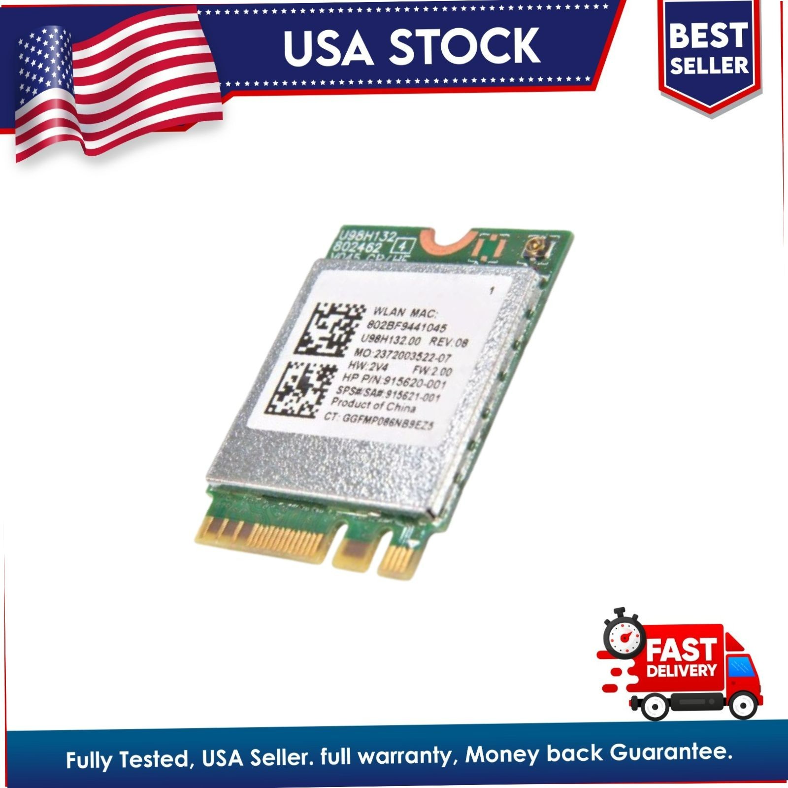 HP 915621-001 Realtek RTL8821CE WiFi Card 802.11ac BT 4.2 NGFF L17365-005 U98H13