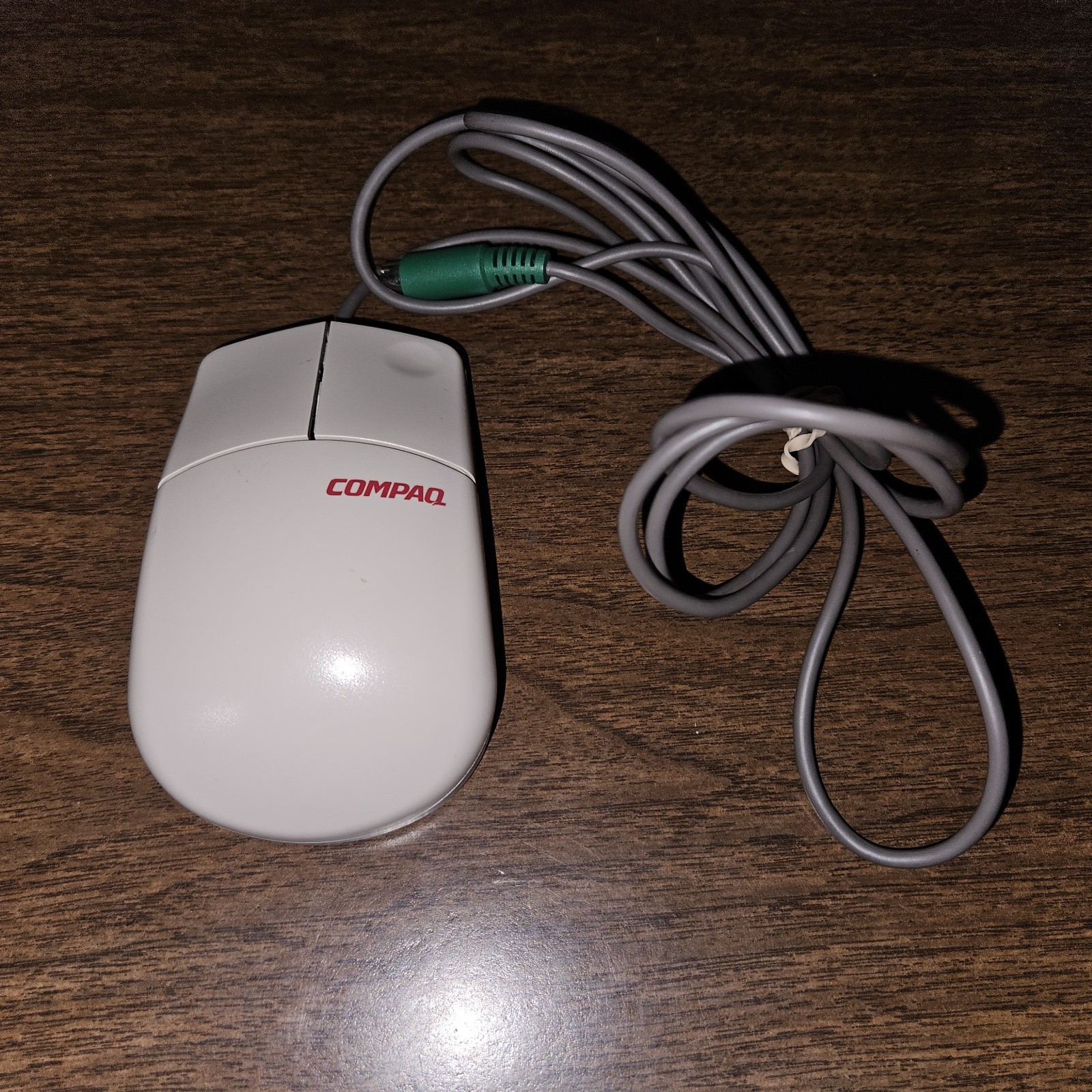 Vintage Gray Compaq M/N: MUS9JN 2-Button Mechanical Ball Wired Mouse Old School