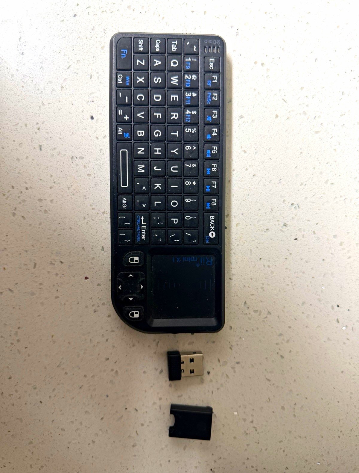 Rii Mini X1 Wireless Mini Keyboard Touchpad Pointer w/ USB Receiver, Black
