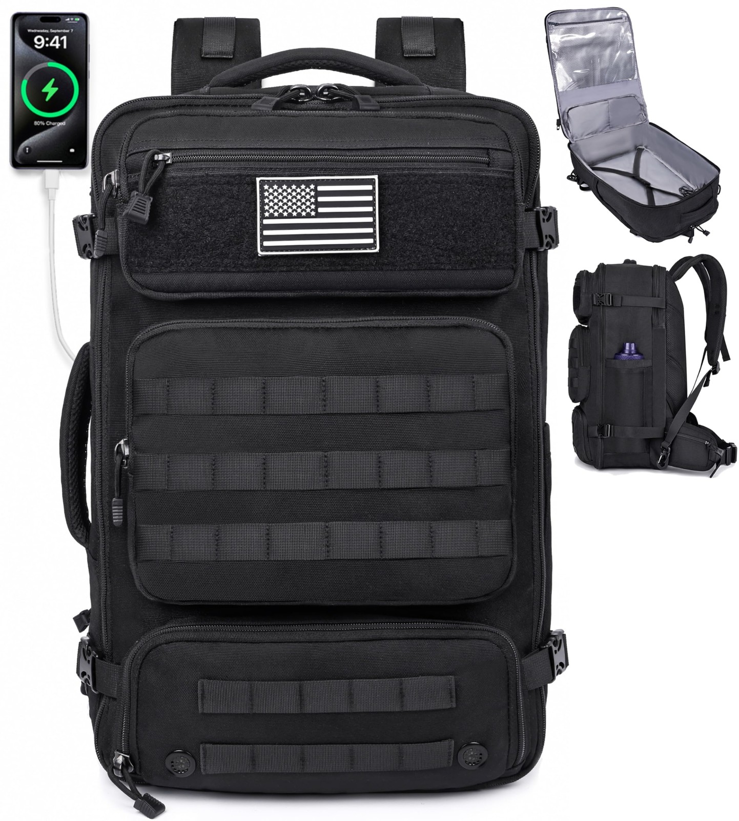 MOZETO 40L TSA Carry On Backpack USB Port Water-resistant Fits 17.3" Laptop
