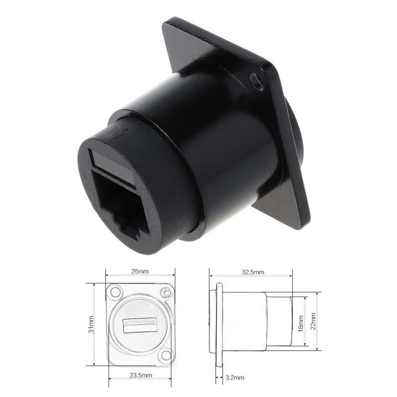 RJ45 Cat6 Socket D-Type Module Shielded Industrial Panel Mount Bulkhead Female
