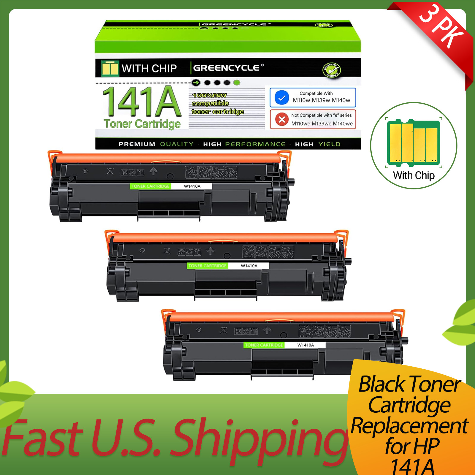 3PK 141a Toner Cartridges Compatible Replacement For Hp 141A LaserJet MFP M110W