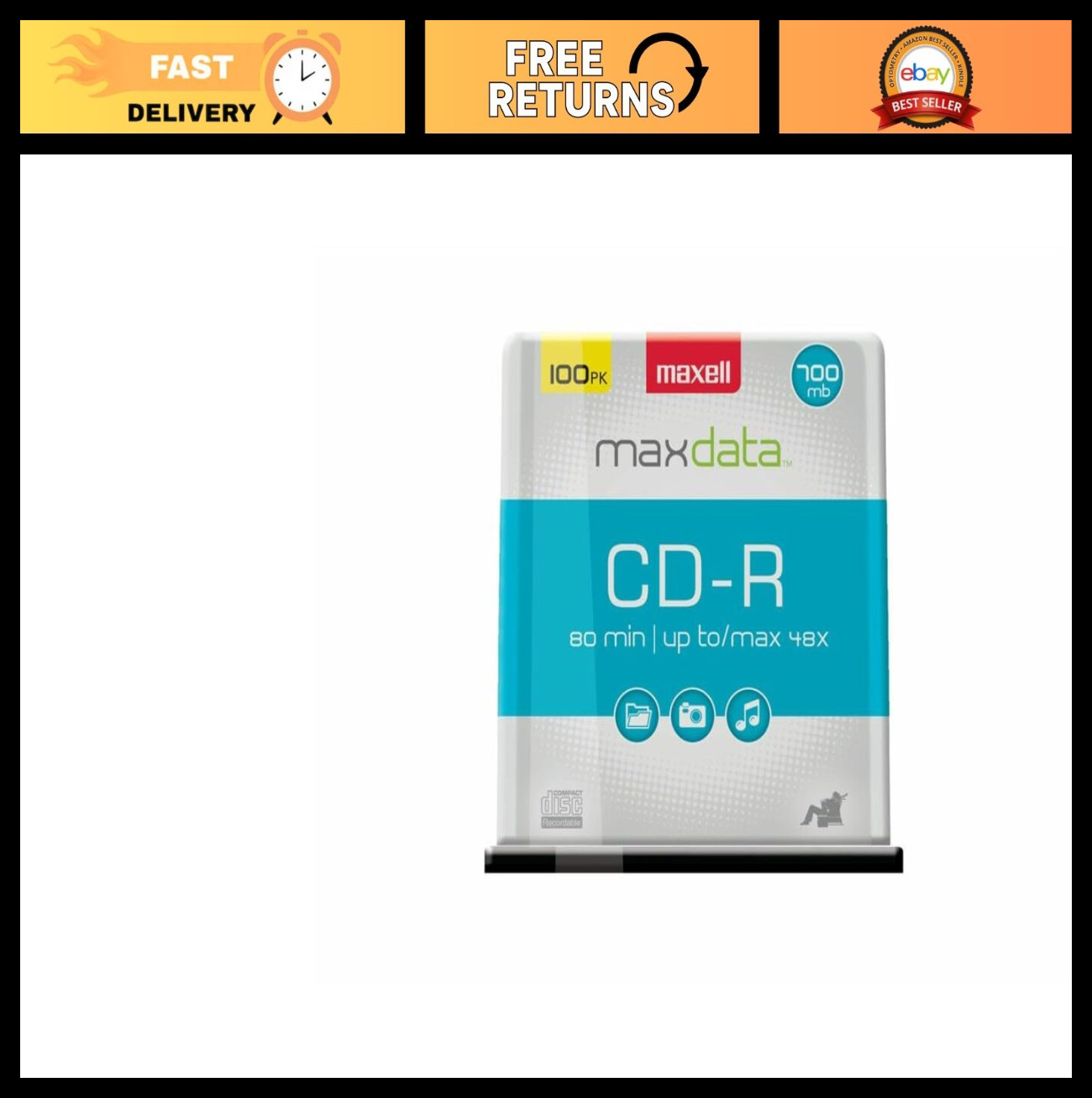 100 Pack Blank CDs 700MB 80 Min - Noise-Free Surface, 2x-48x Speed, Reusable Cas