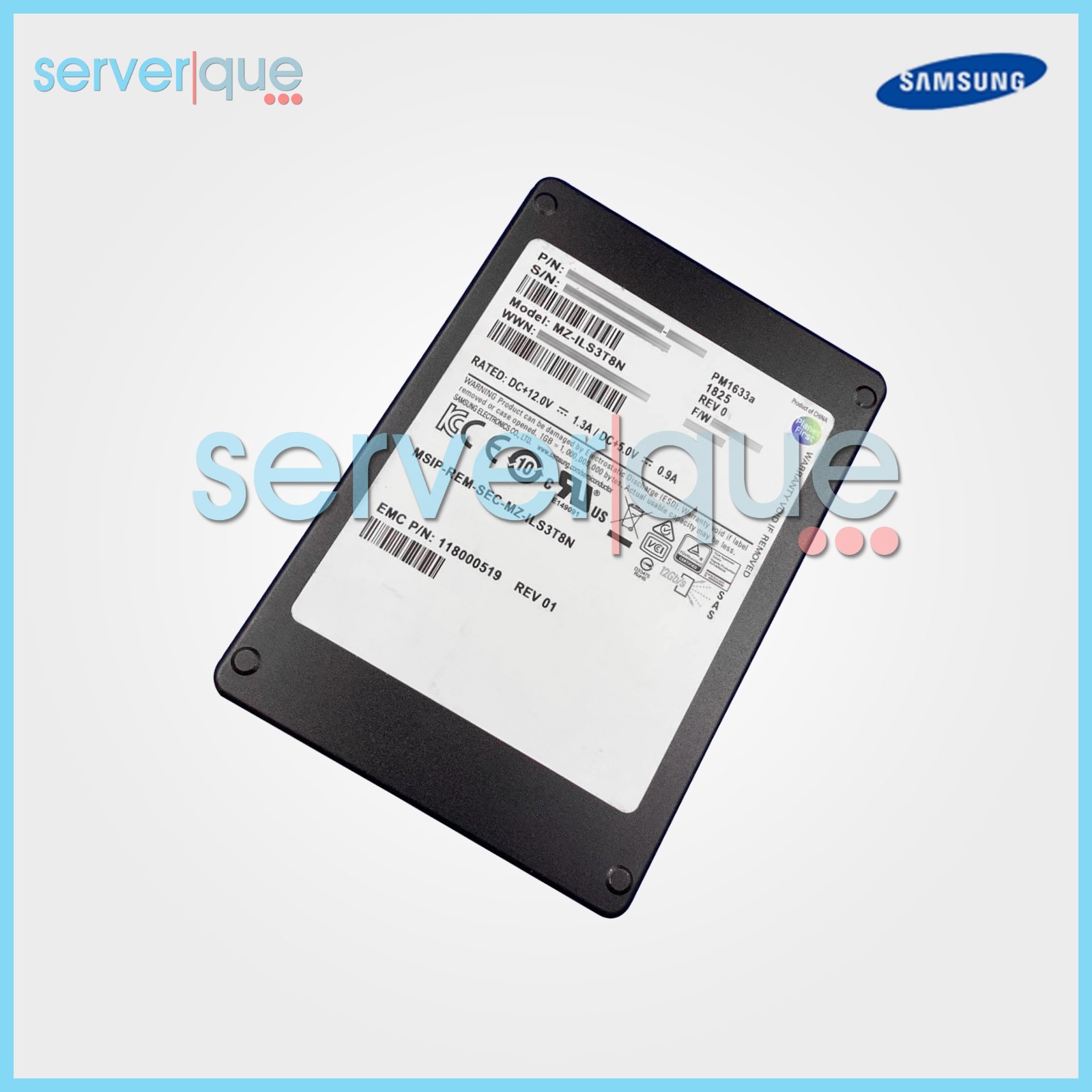 Samsung PM1633a MZ-ILS3T8N 3.84TB SAS 12Gbps 2.5" EMC 118000519 Internal SSD