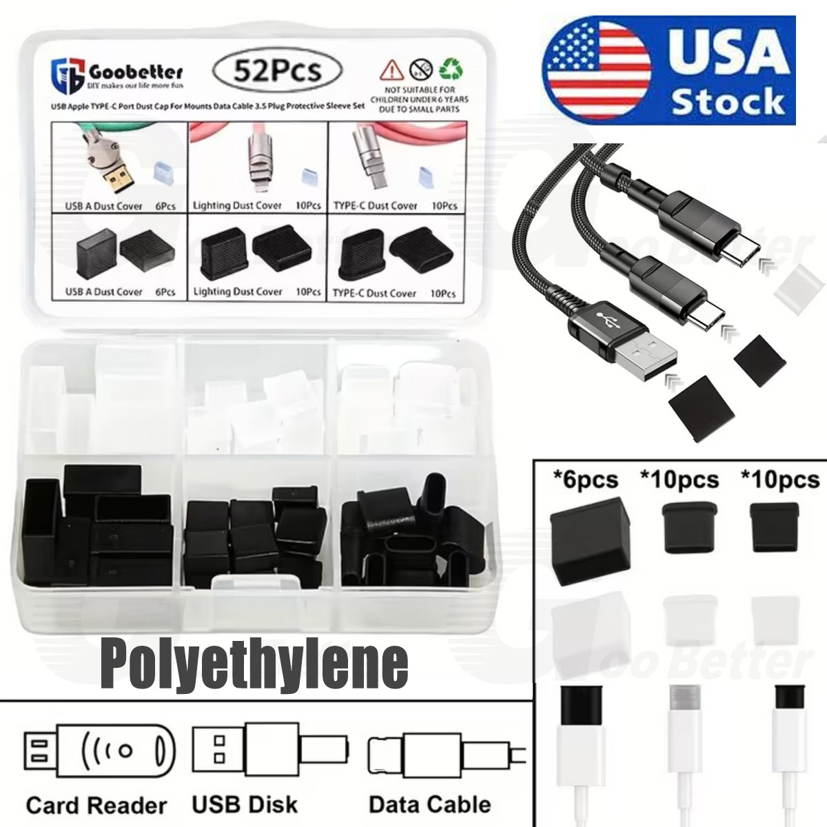52x Dust Plug Type-C USB Charging Port Protector Cover Cap Smart Anti Dust Plugs