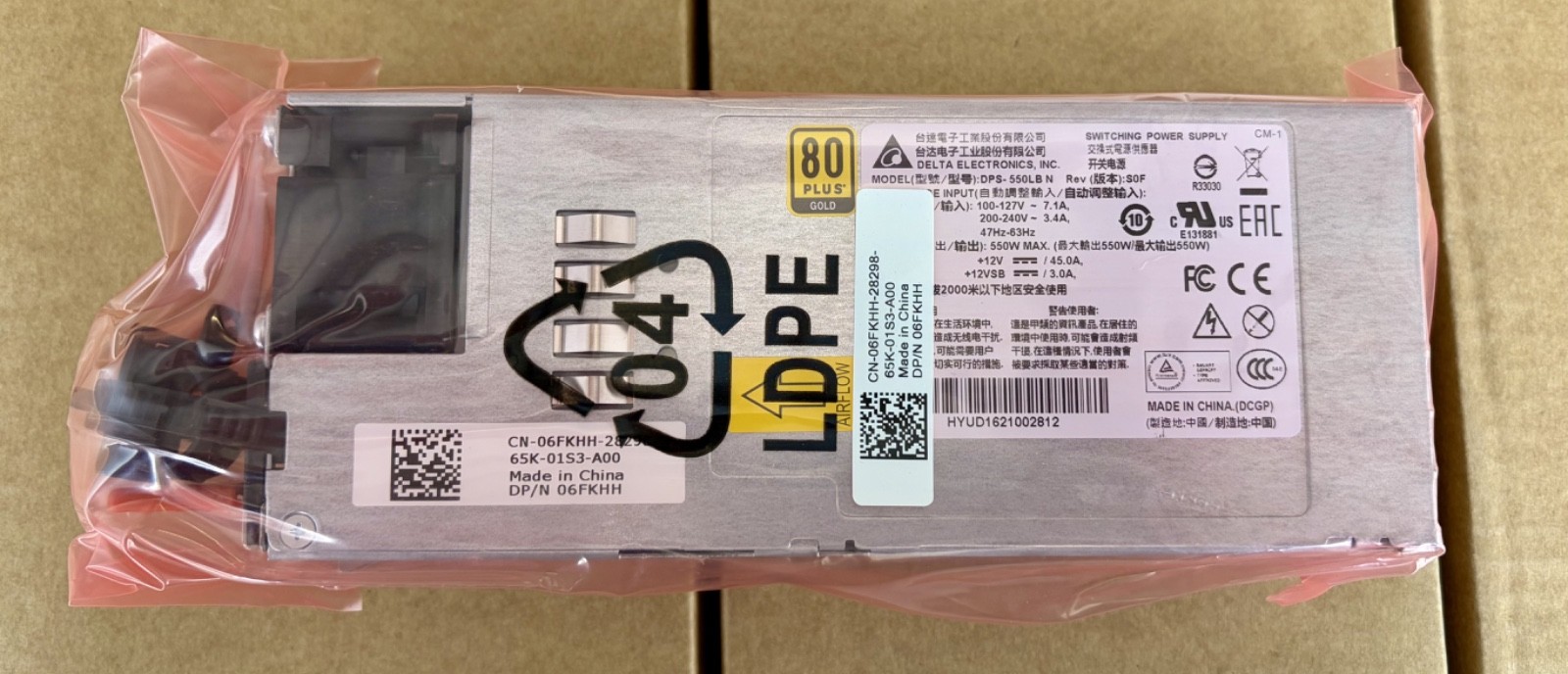 NEW Genuine Dell PowerSwitch S4128F 550W 80 Plus Gold Power Supply 6FKHH