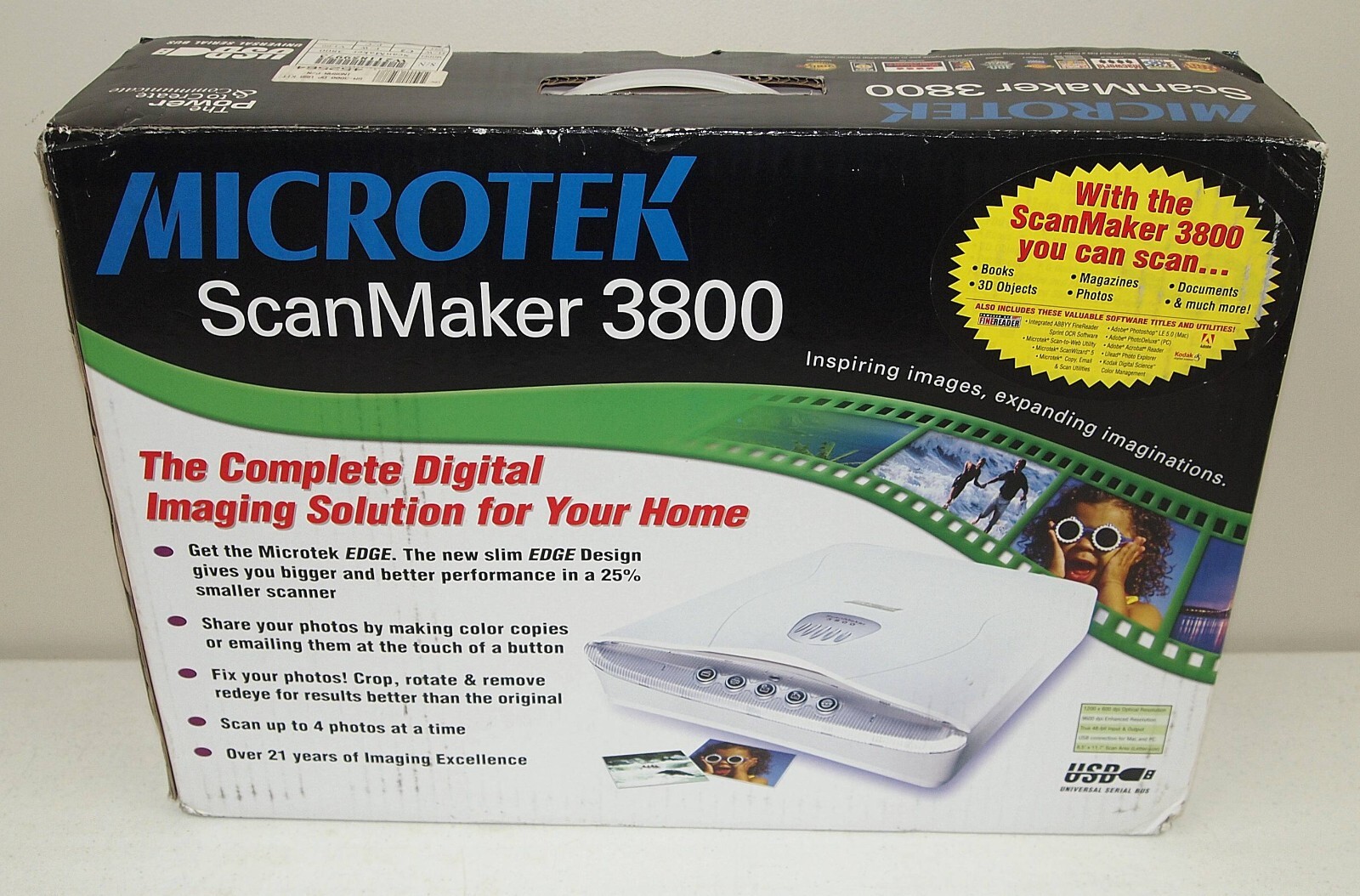 New NOS Vtg MICROTEK "Scan-Maker" HOME COMPUTER SCANNER #3800