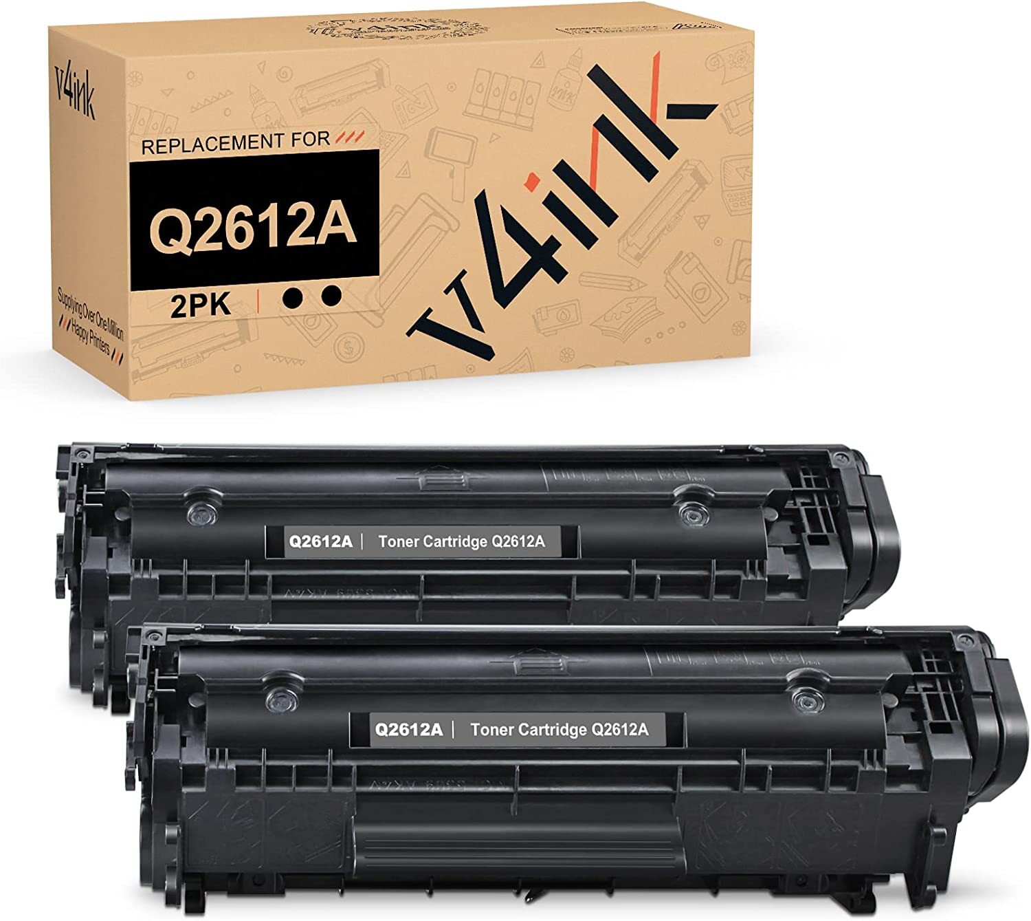 2 PACK Q2612A toner Compatible for HP 12A LaserJet 1020 P1006 P1102 M1132 M1212