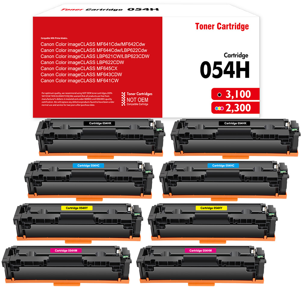 8 Toner Cartridge for Canon 054 Color Imageclass MF640C MF644cdw MF641cdw LBP620