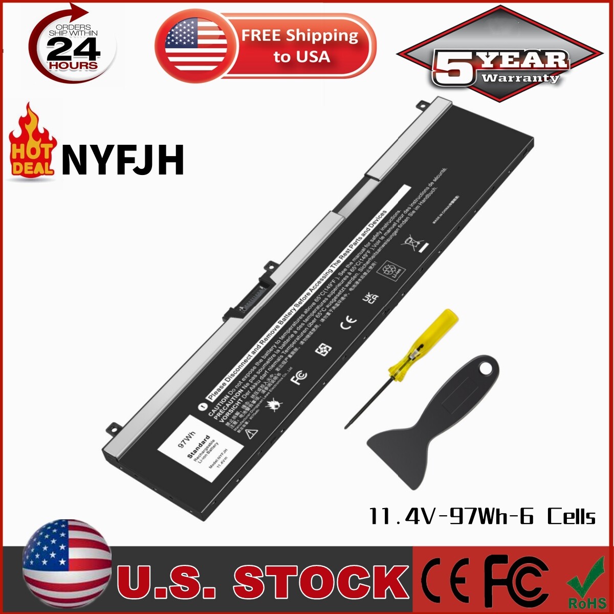 LOT 10x NYFJH BATTERY FOR Dell Precision 7330 7530 7540 7730 7740 P74F P34 97Wh