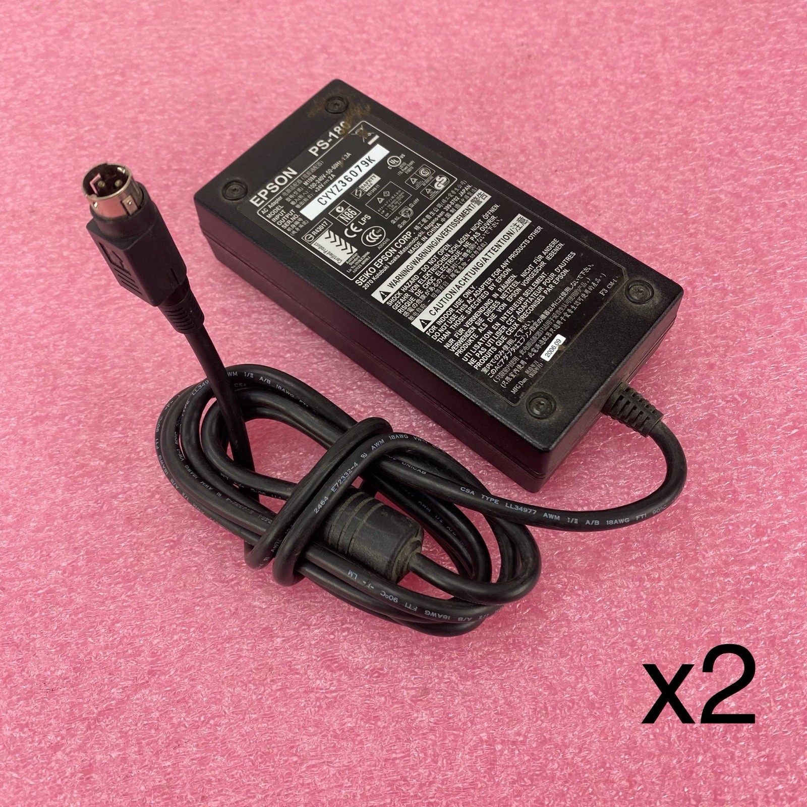 Epson PS-180 M159A 24V 2.1A 180W AC Power Supply (Lot of 2)