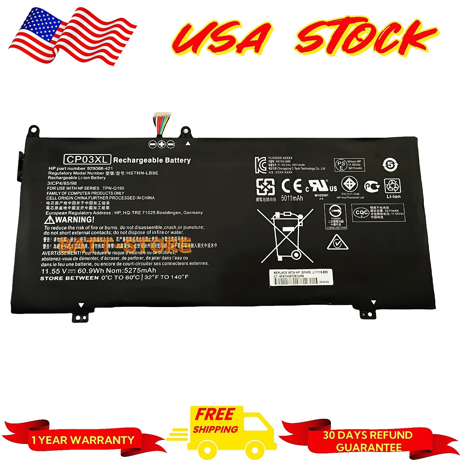 CP03XL 929066-421 HSTNN-LB8E Genuine Battery for HP Spectre x360 13-ae000