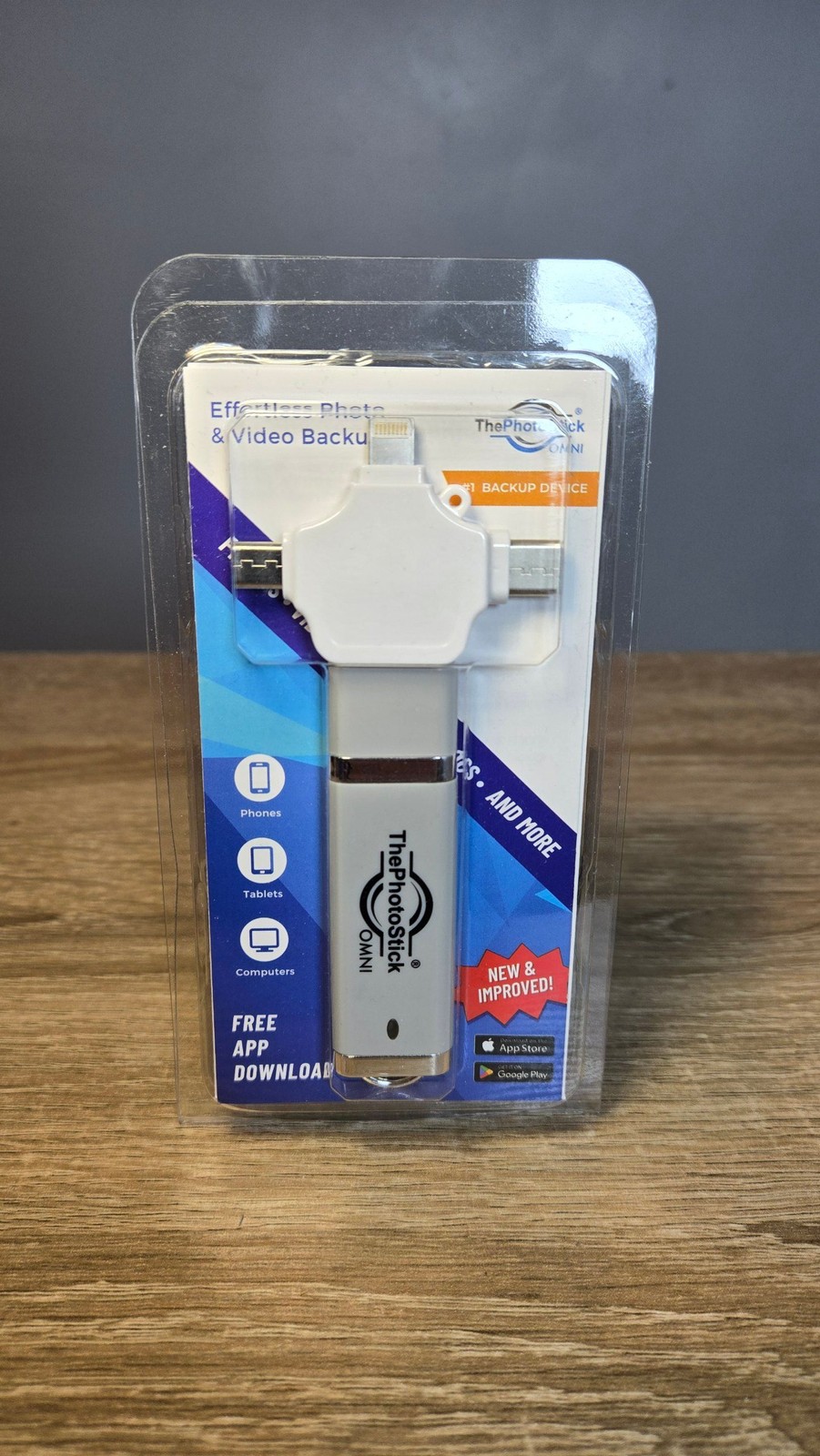ThePhotoStick Omni Photo & Video Backup Device 32GB Multi-Connector - New