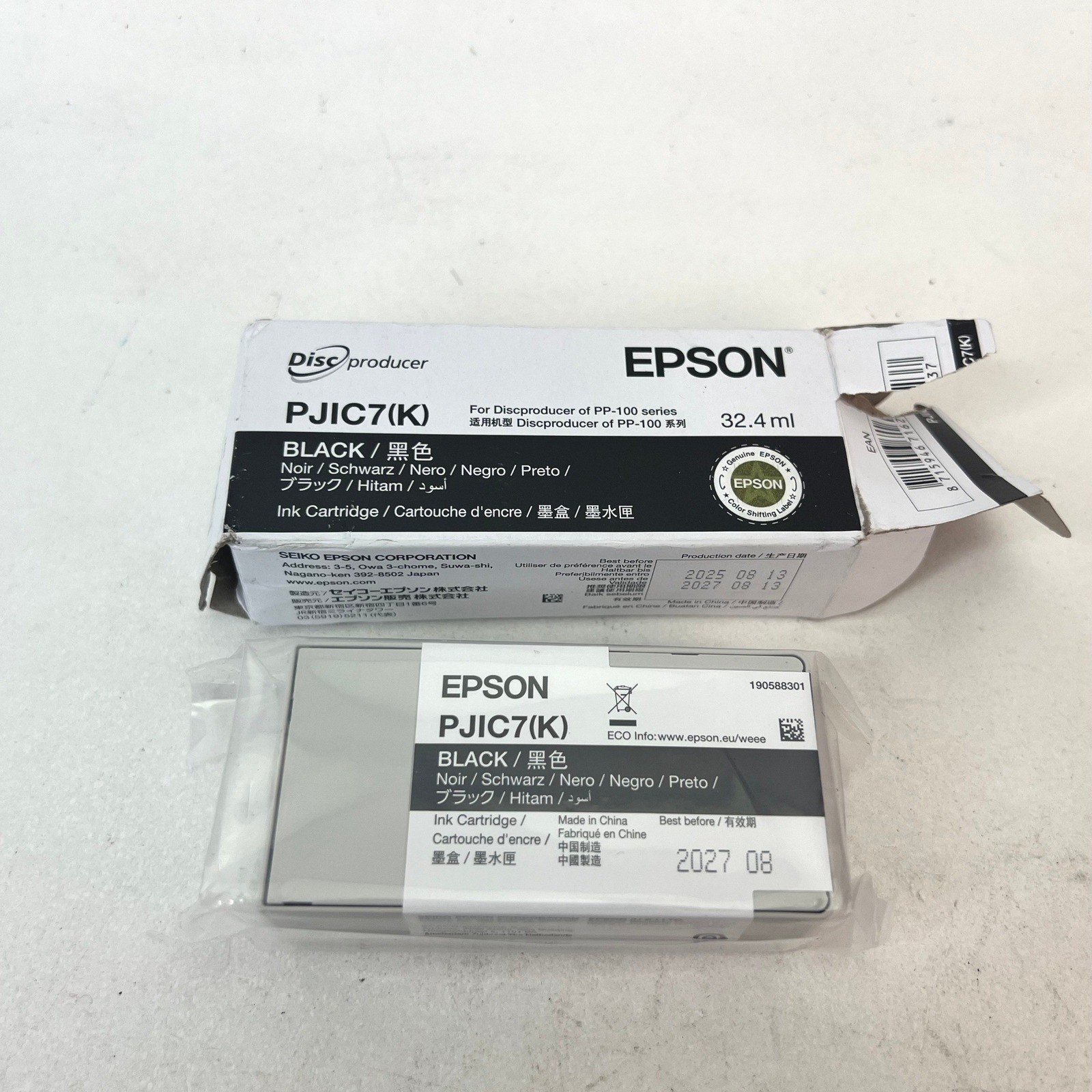 Epson PJIC7(K) Black Ink Cartridge Genuine New Sealed Exp 08/13/2027