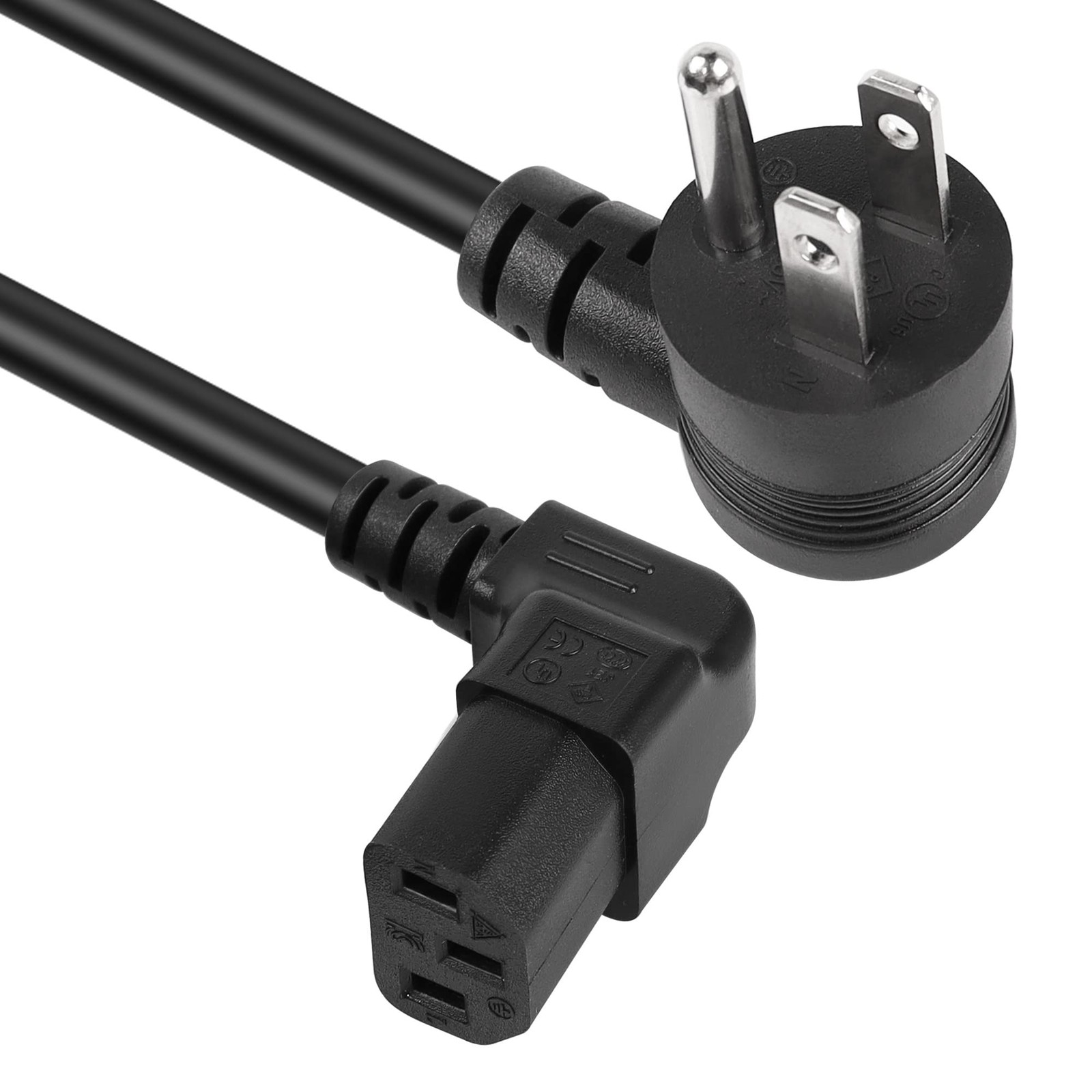 GELRHONR 90 Degrees 3 Prong AC to IEC320 C13 Power Cord,10A 125V Down Angle N...