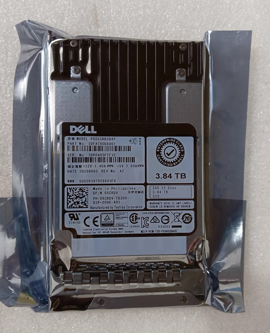 Dell 0XCRDV XCRDV TOSHIBA PX05SRB384Y 3.84TB 2.5" SFF SAS 12Gb/s RI Hot Swap SSD