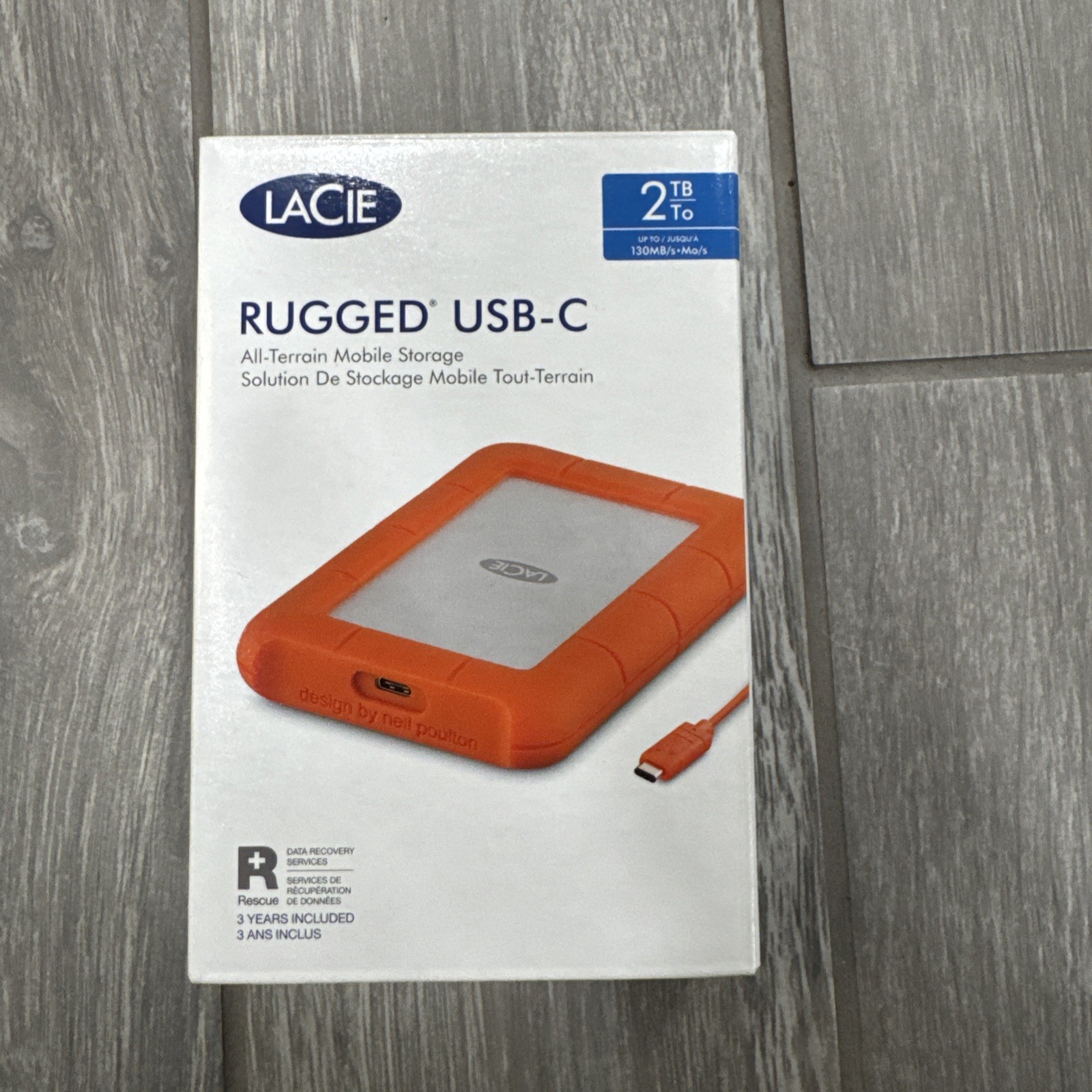LaCie Rugged USB-C 2TB Portable External Hard Drive HDD STFR2000800 New