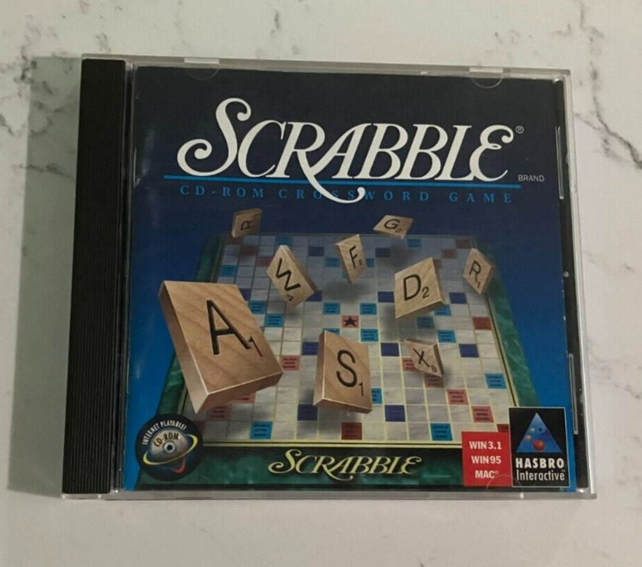 Scrabble PC CD-ROM Game Windows 95 Macintosh Hasbro Interactive Vintage