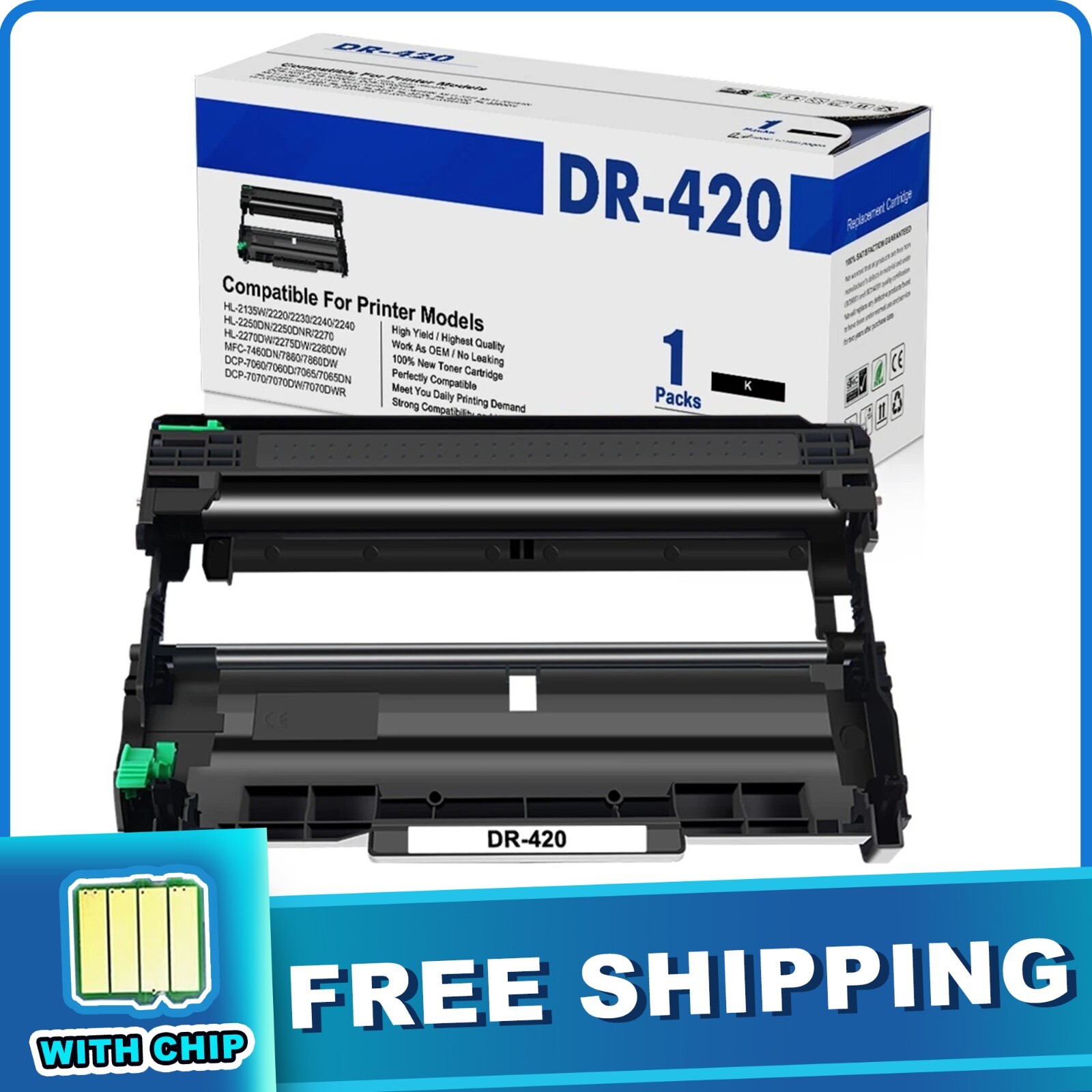 DR420 Drum Unit For Brother DR420 HL-2220 MFC-7365DN 7860DW Up to 12,600 pages
